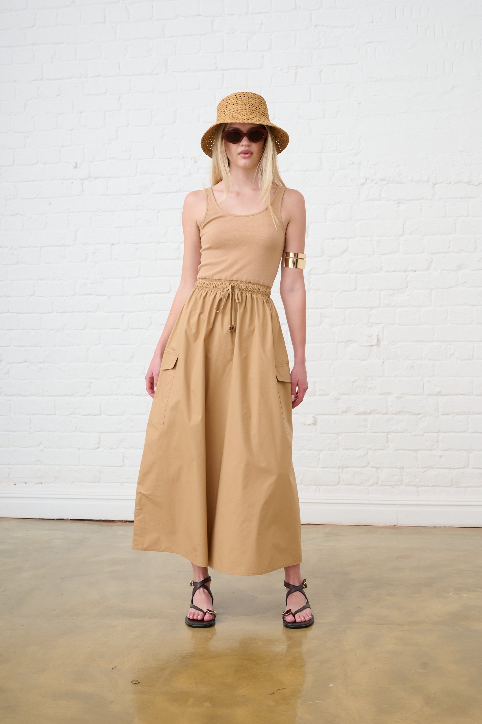 The Utility Combo Vest Dress in Mocha
