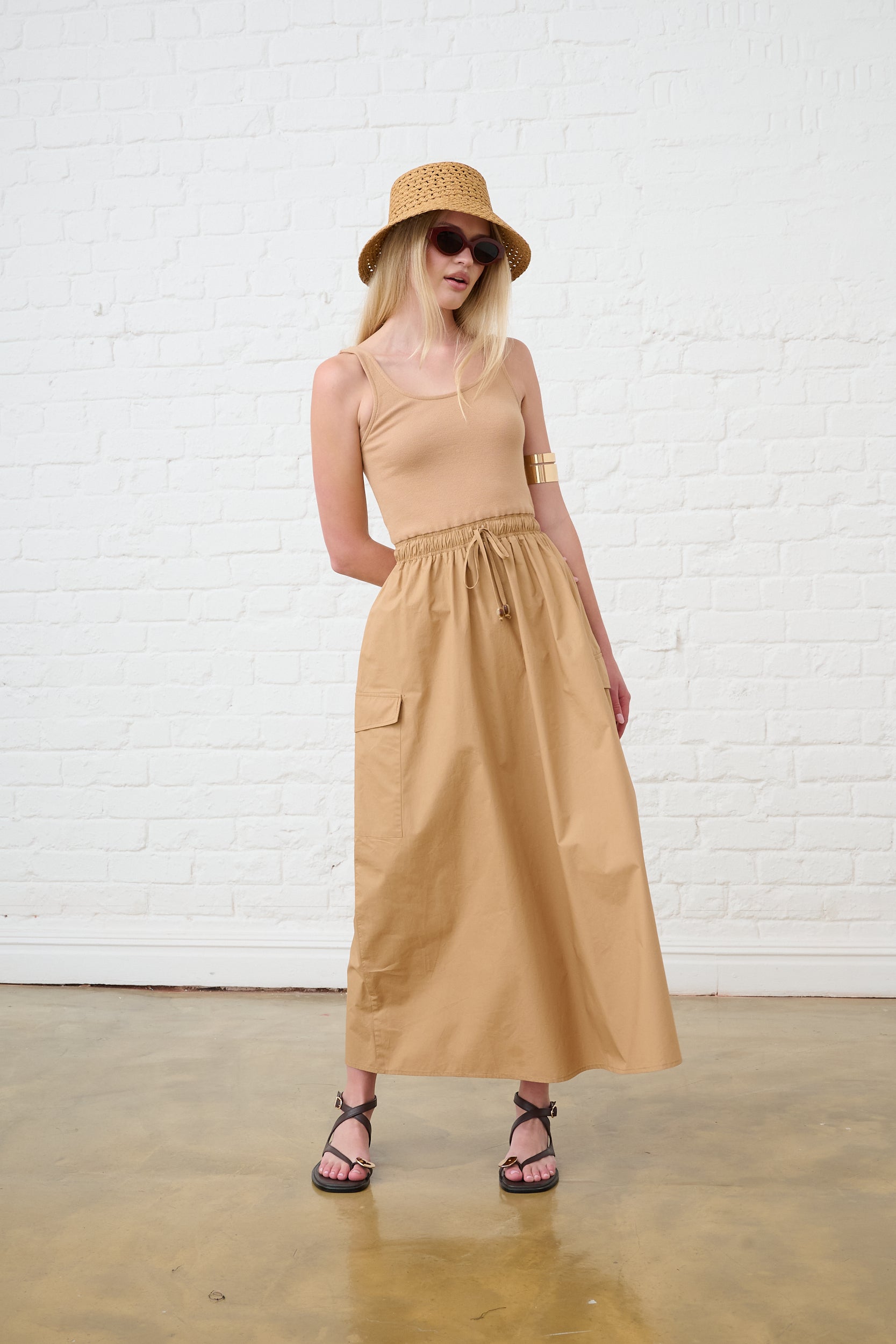 The Utility Combo Vest Dress in Mocha