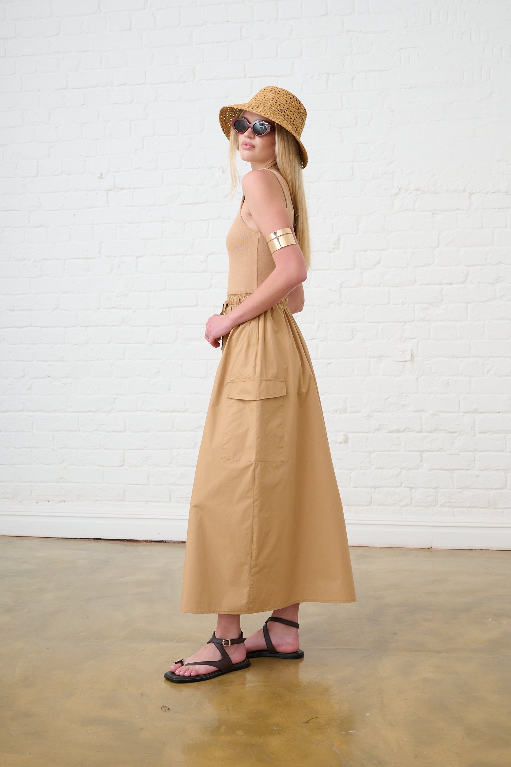 The Utility Combo Vest Dress in Mocha