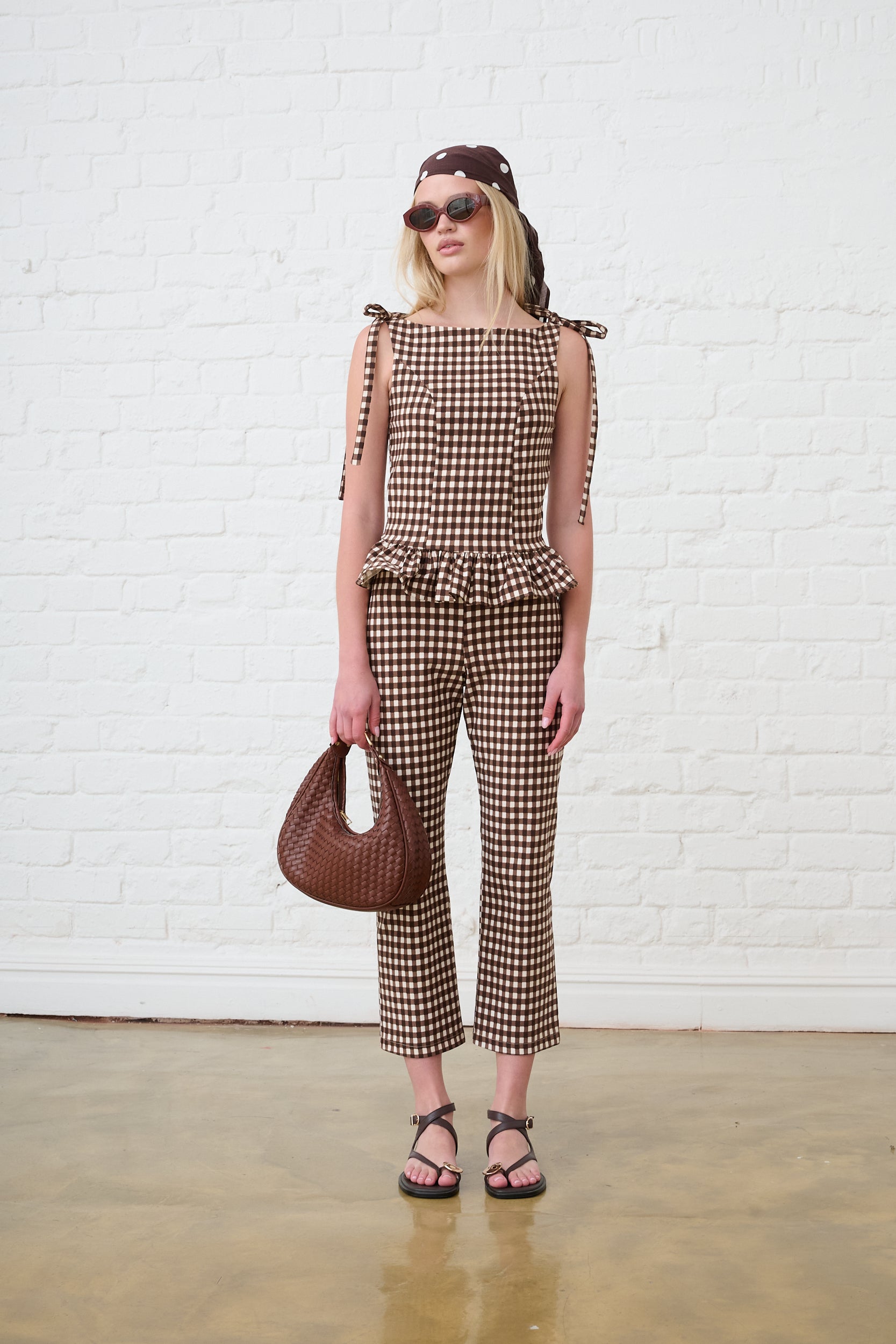 Bengaline Cropped Pants in Choc Gingham – Me&B