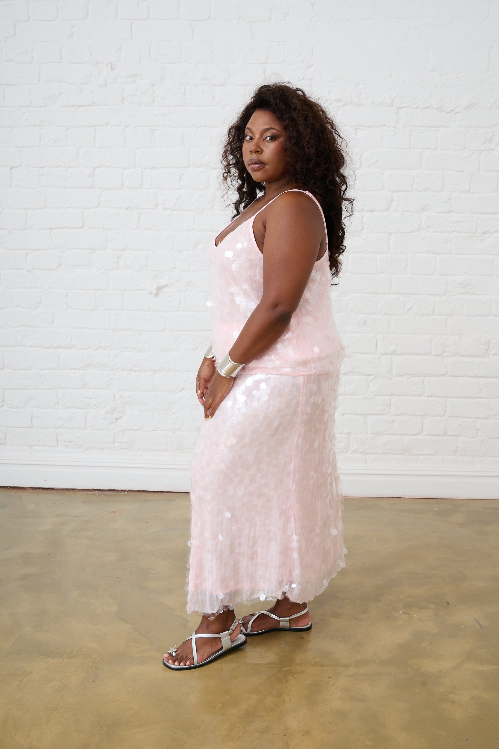 Sequin Cami in Dusty Pink