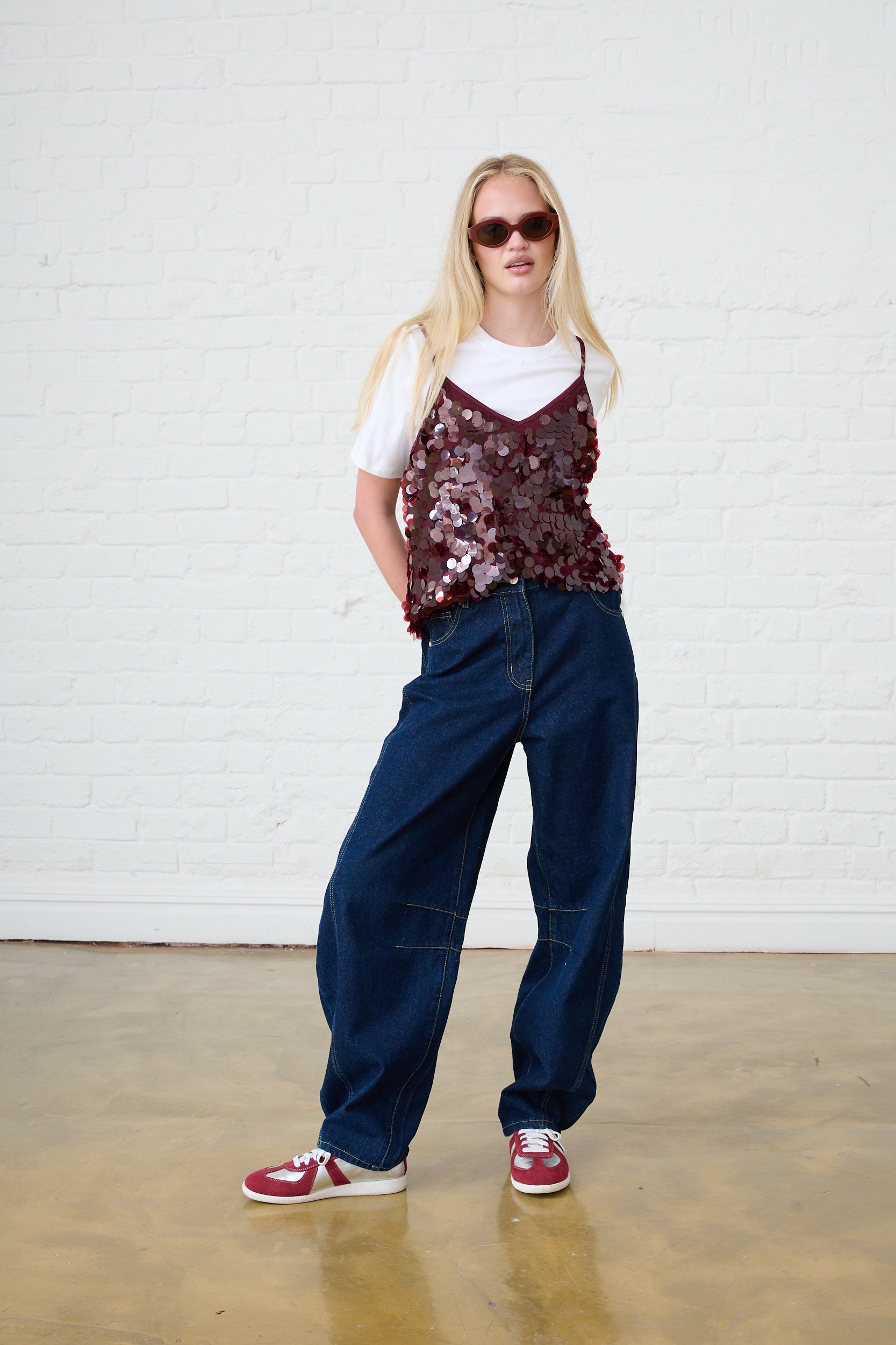 Sequin Cami in Burgundy