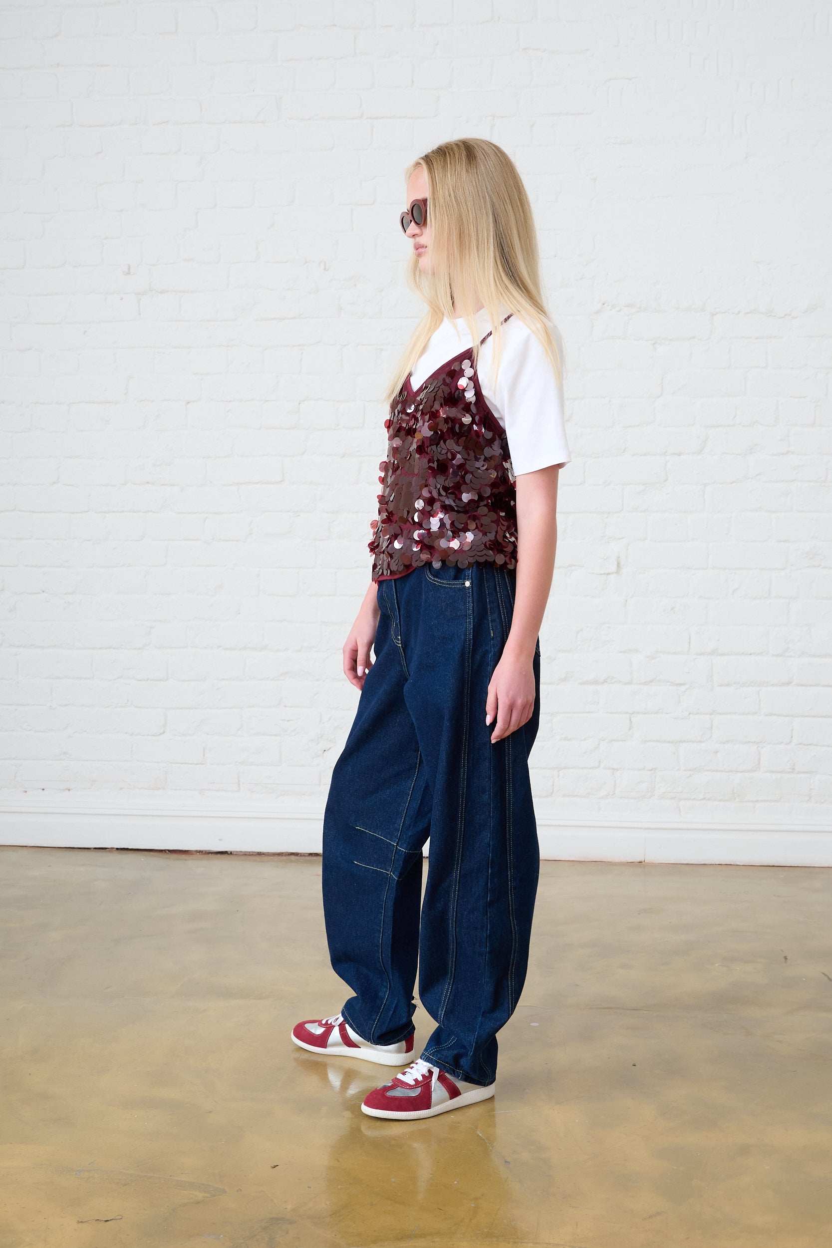 Sequin Cami in Burgundy