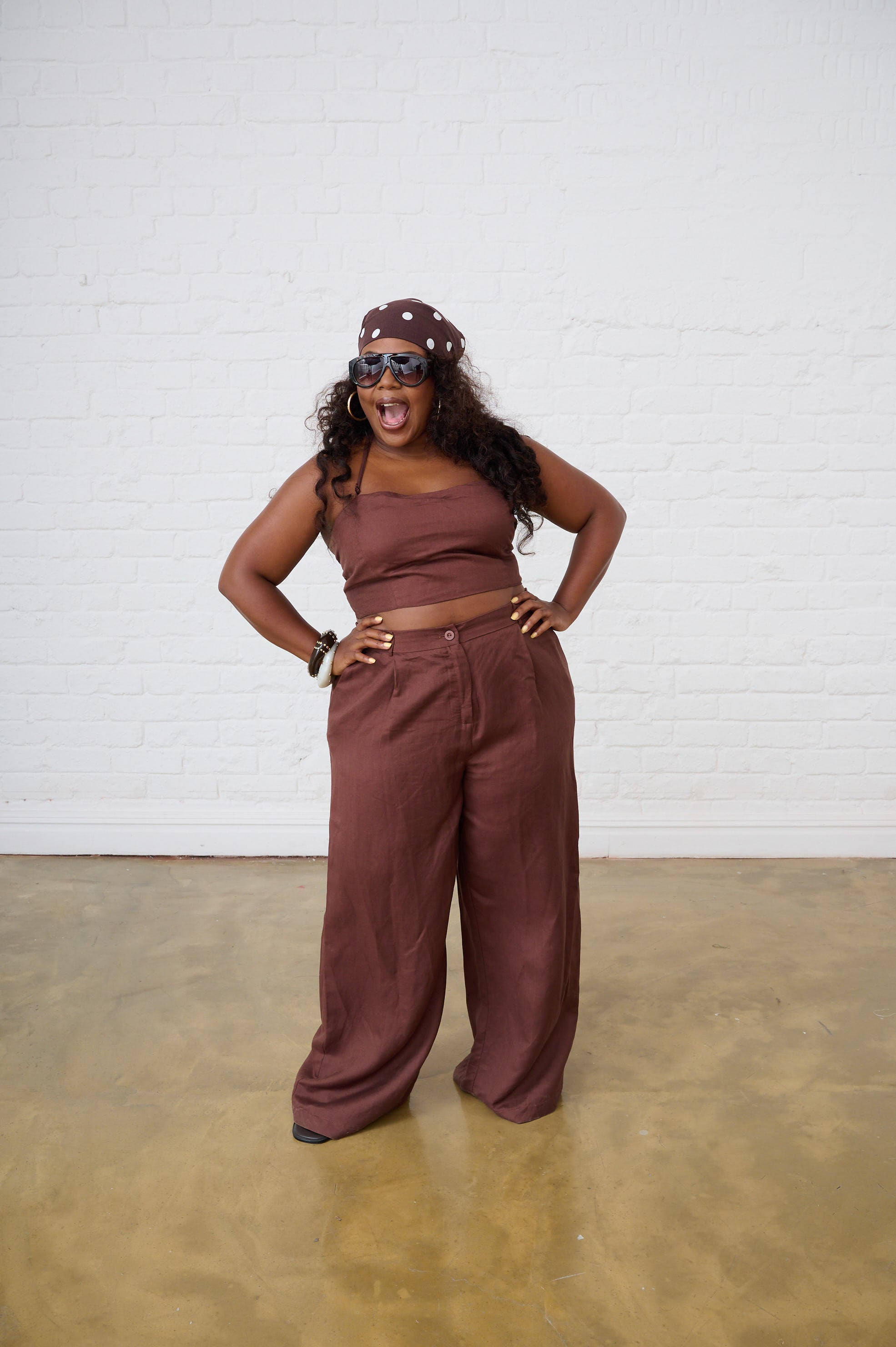 Linen Wide Leg Pants in Chocolate