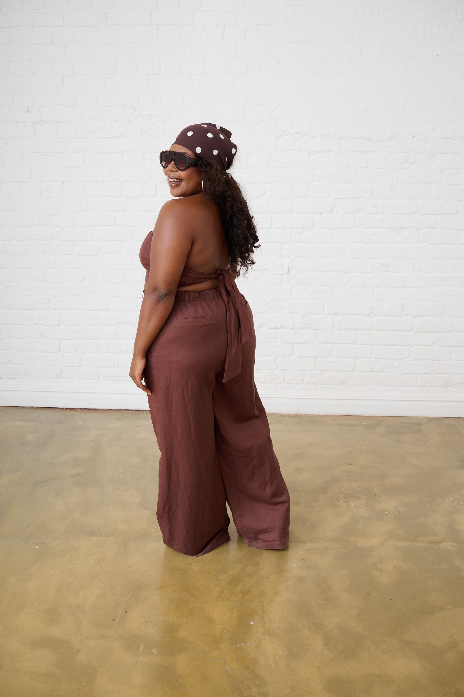 Linen Wide Leg Pants in Chocolate