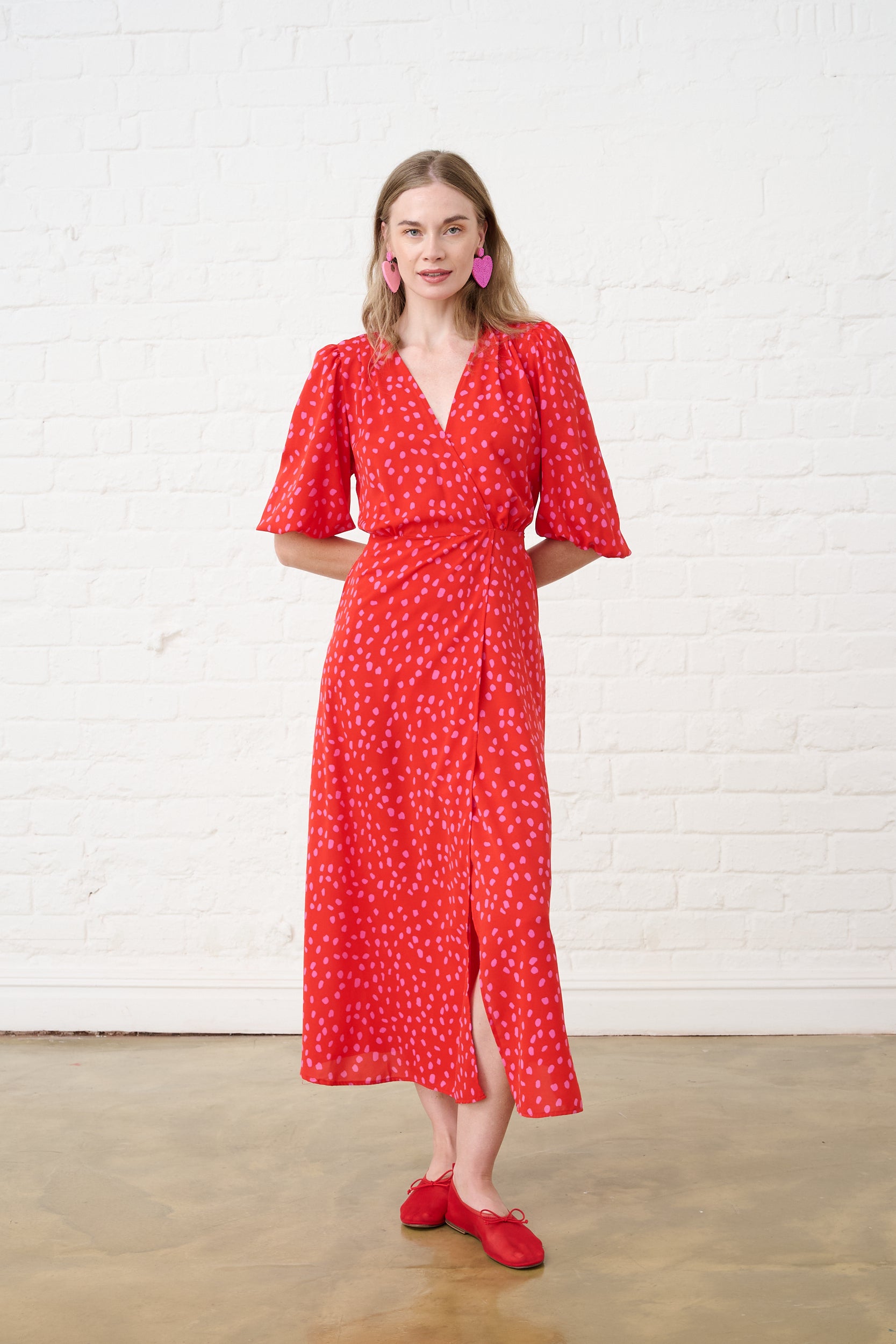 strapless open back dress Red Confetti Wrap Dress – Me&B