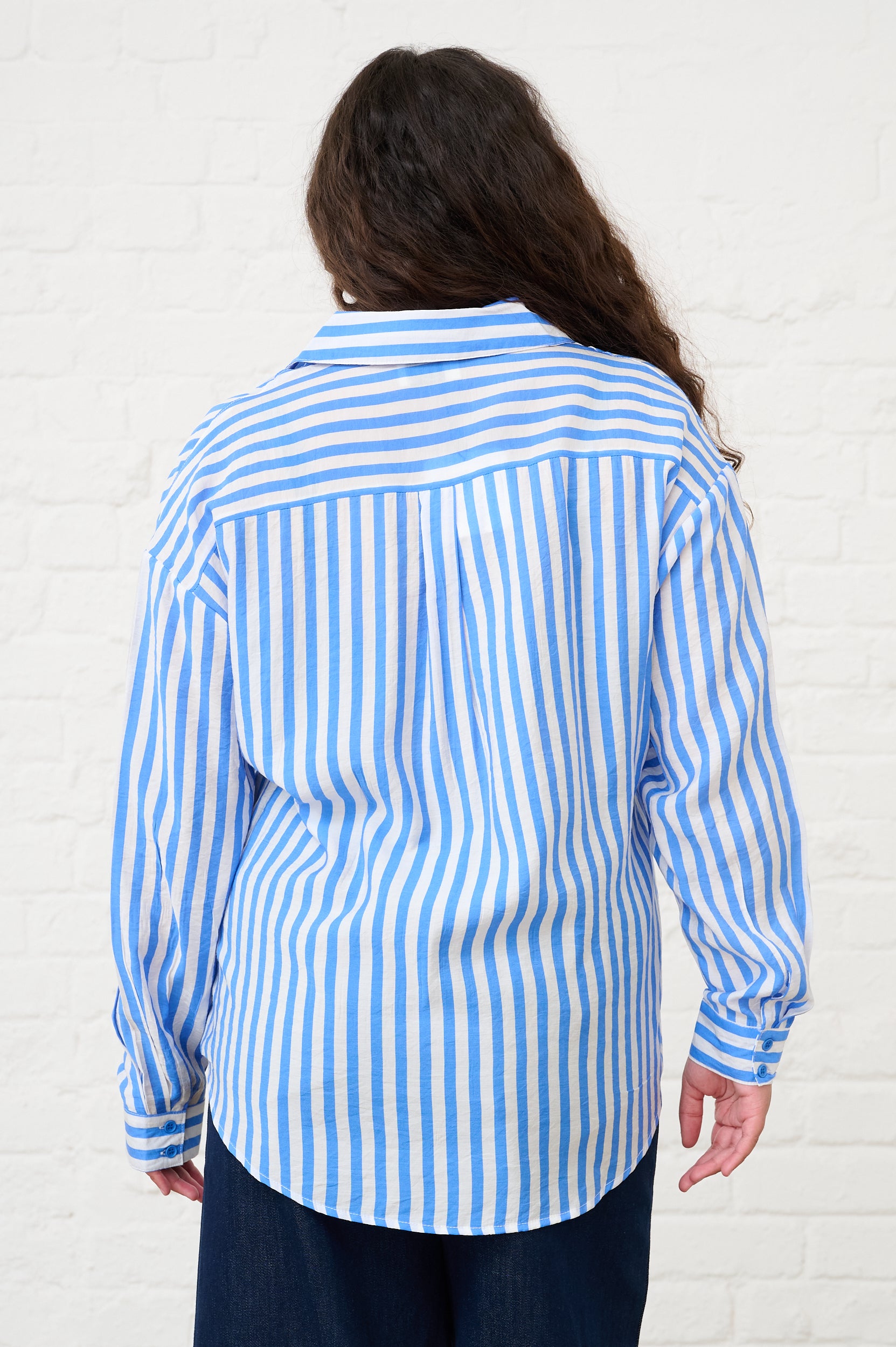 Beaded Shirt in Blue Stripe