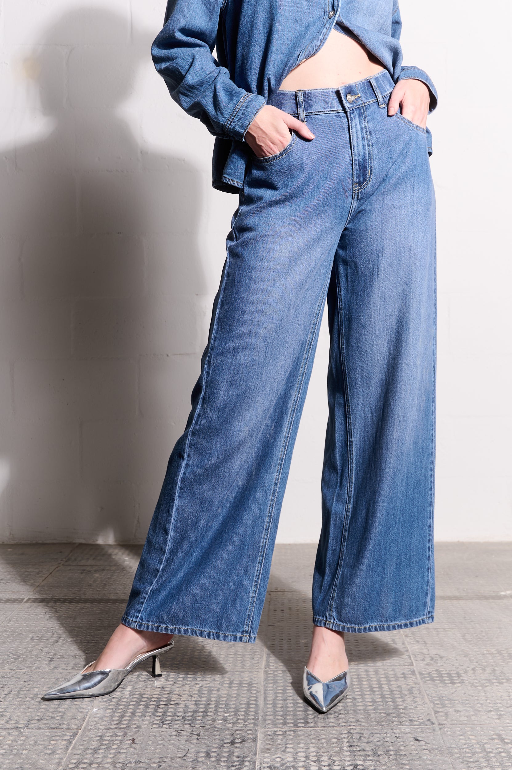Lyocell Denim Wide Leg Jeans