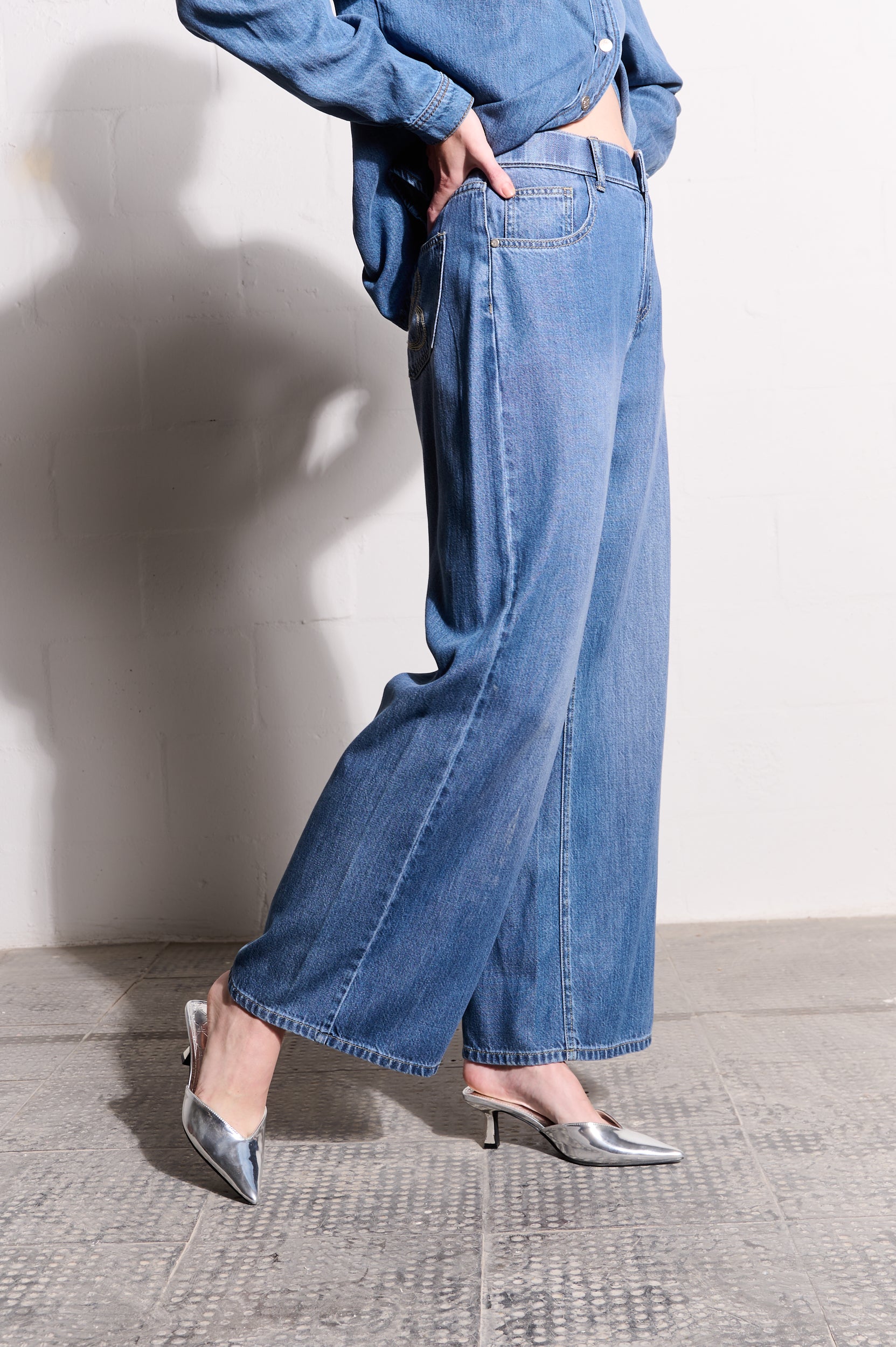 Lyocell Denim Wide Leg Jeans