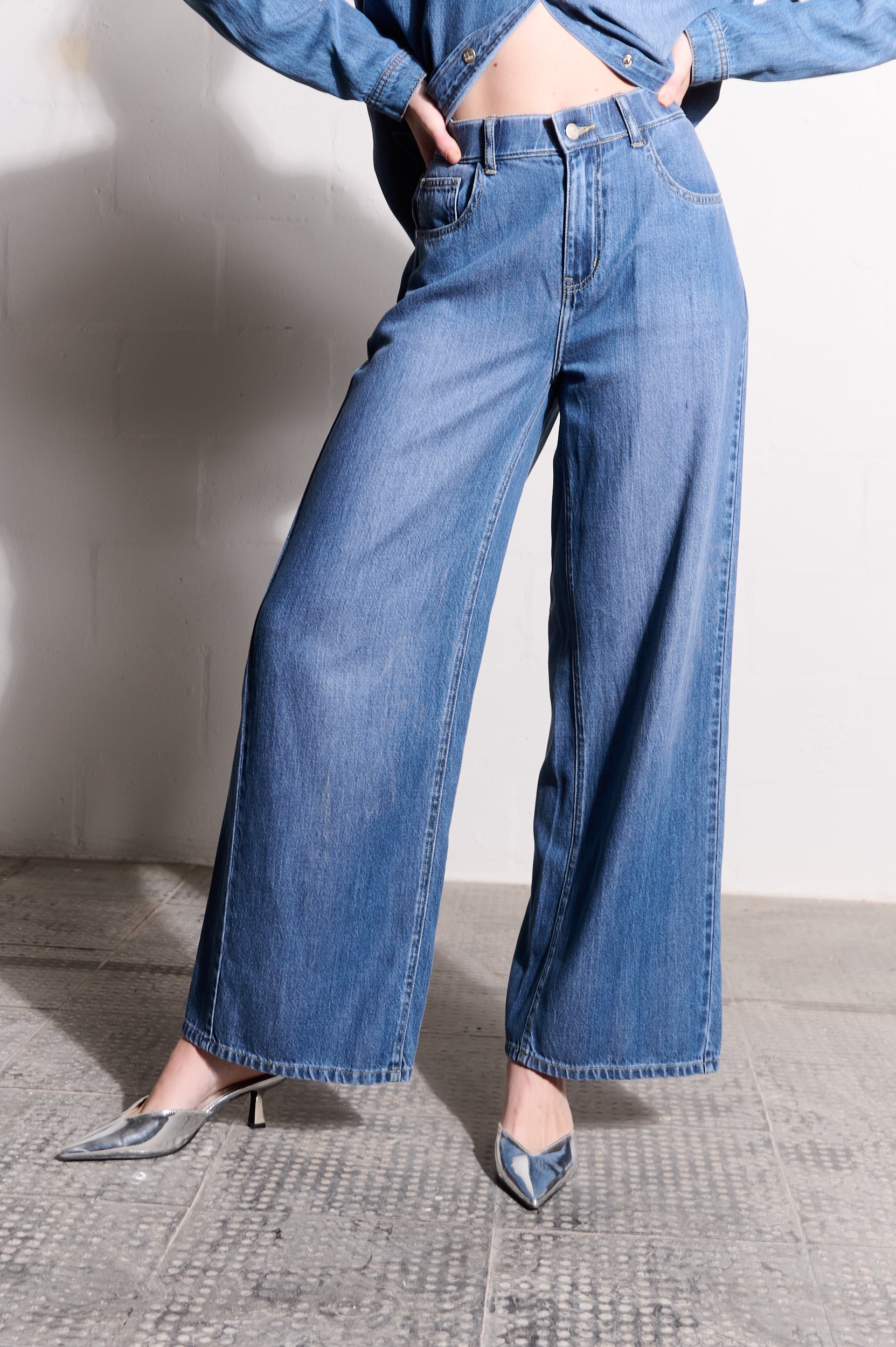 Lyocell Denim Wide Leg Jeans