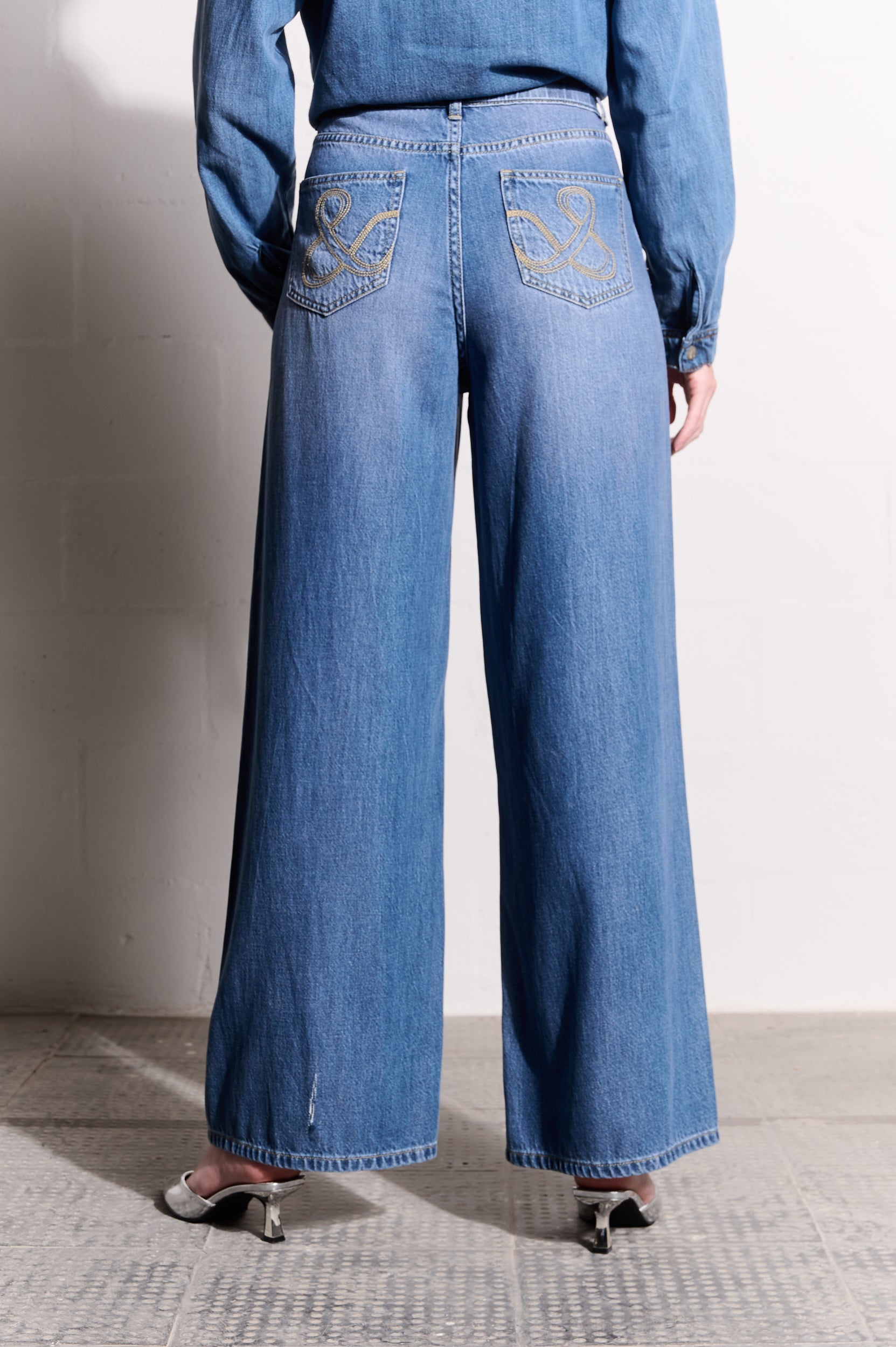 Lyocell Denim Wide Leg Jeans