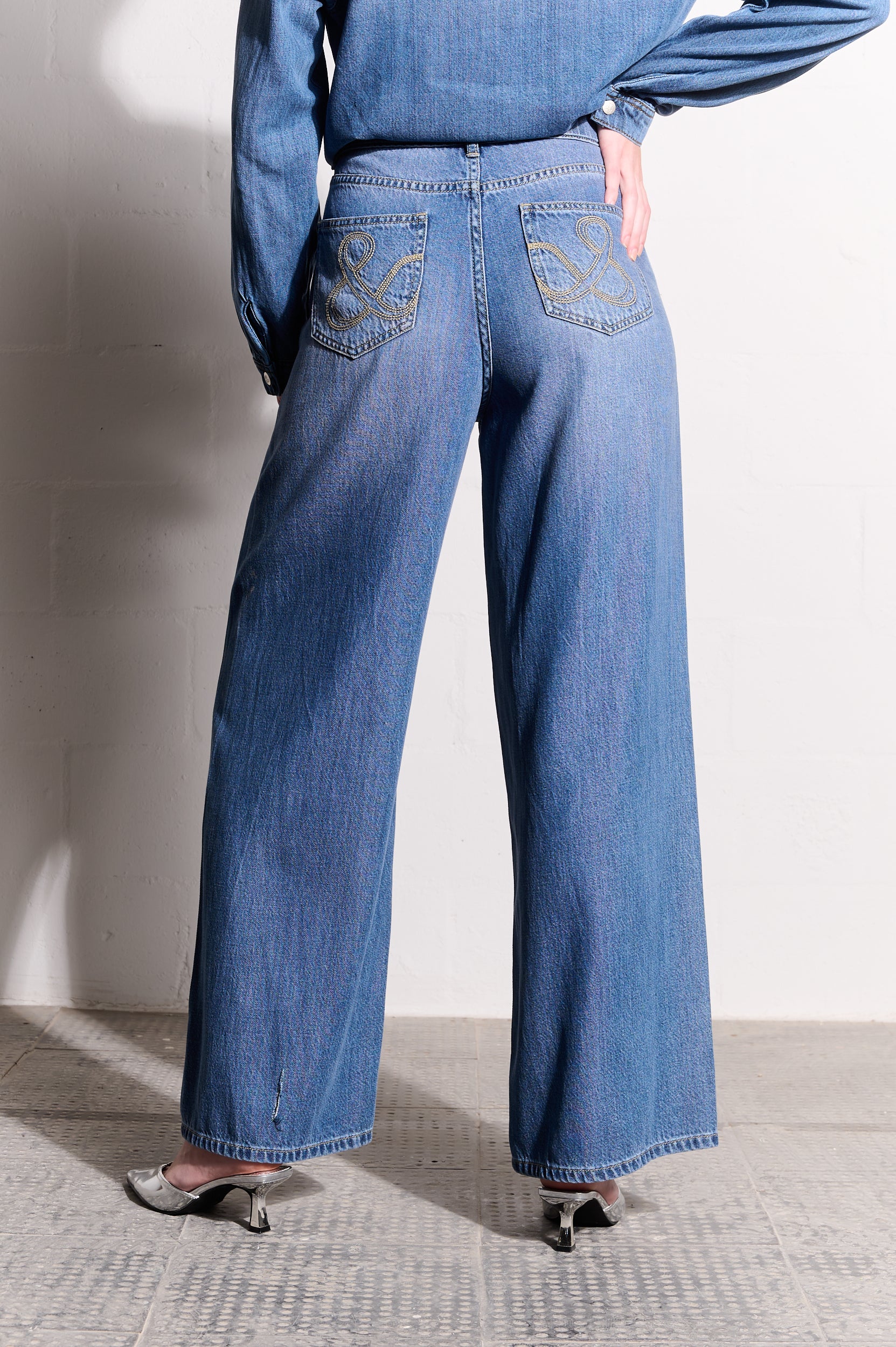 Lyocell Denim Wide Leg Jeans