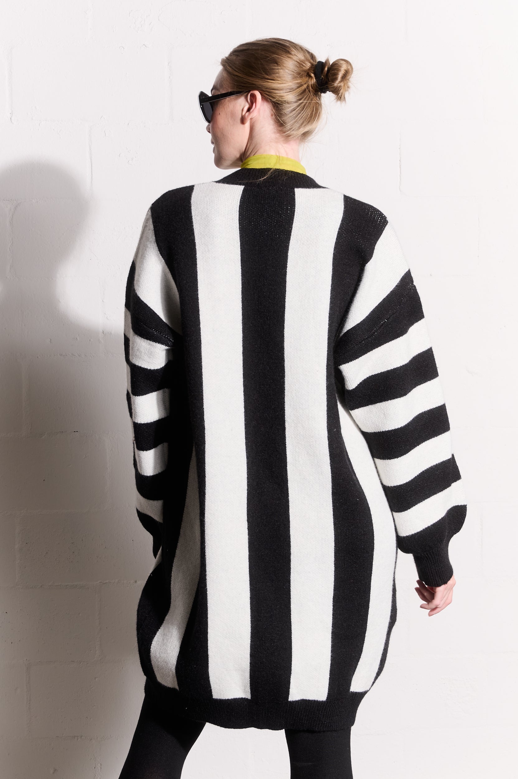 Knitwear Dress in Black and White Stripe