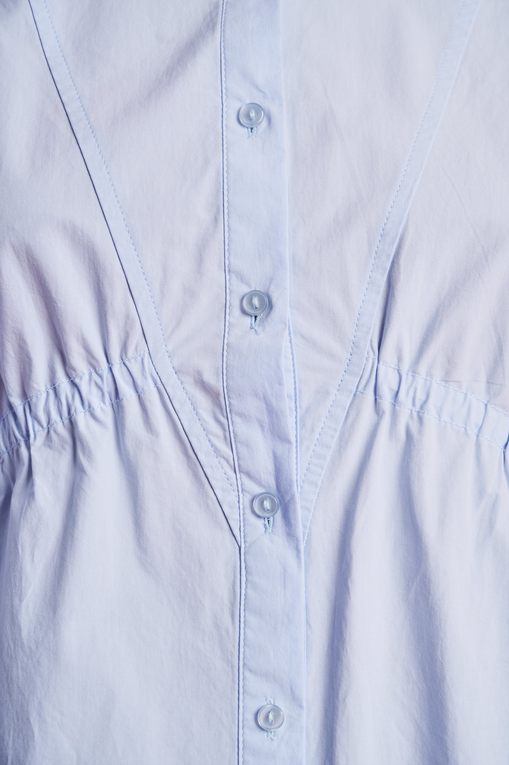 Ruched Empire Cotton Shirt in Sky Blue