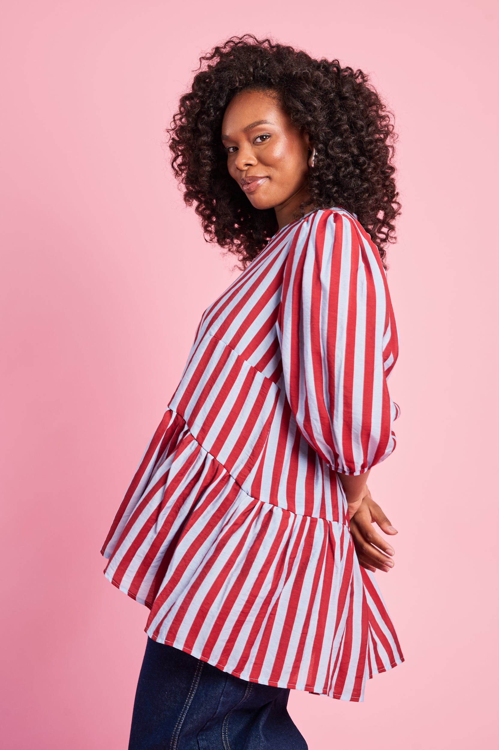 Oversized Peplum Blouse in Stripe