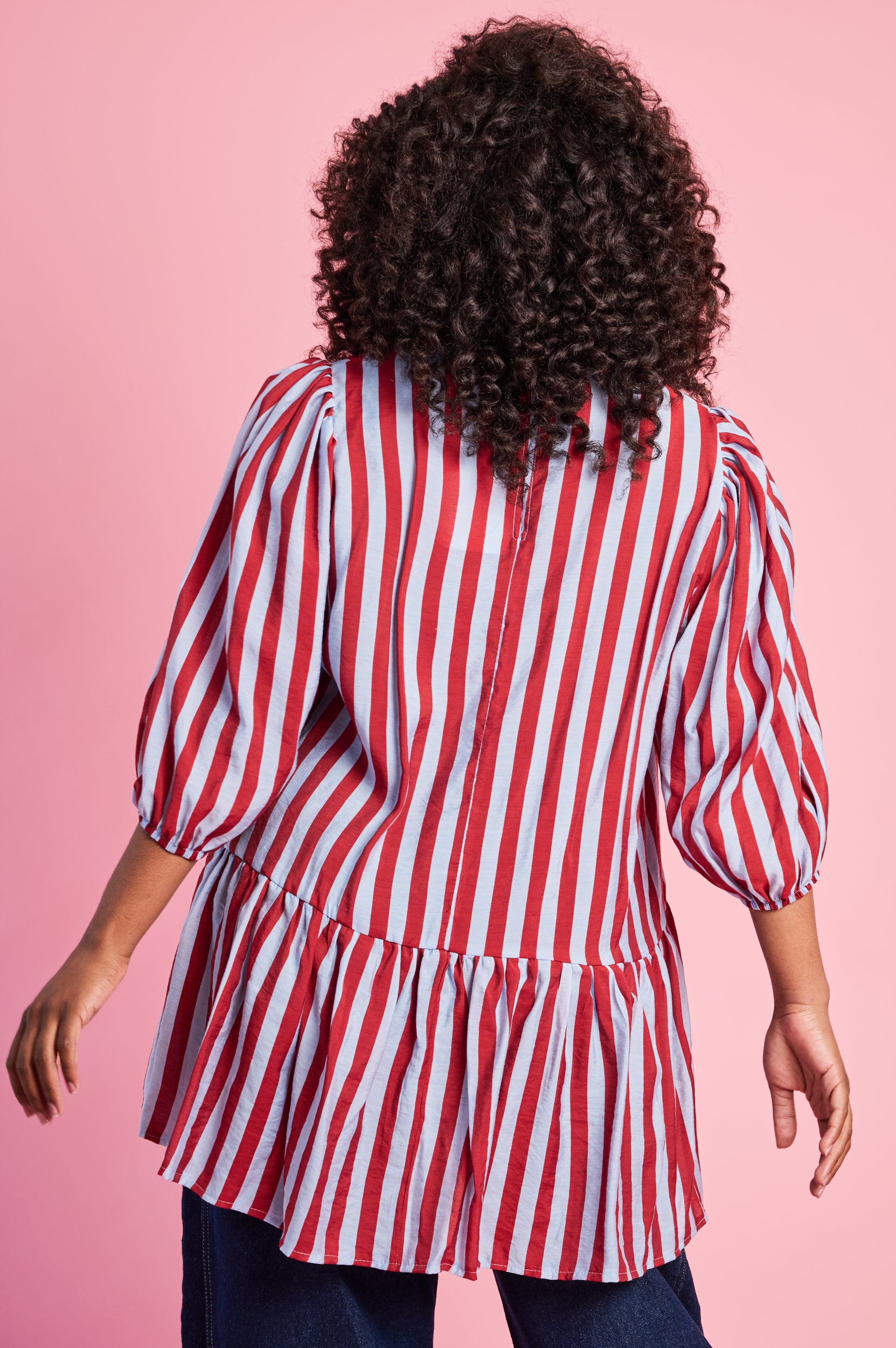 Oversized Peplum Blouse in Stripe