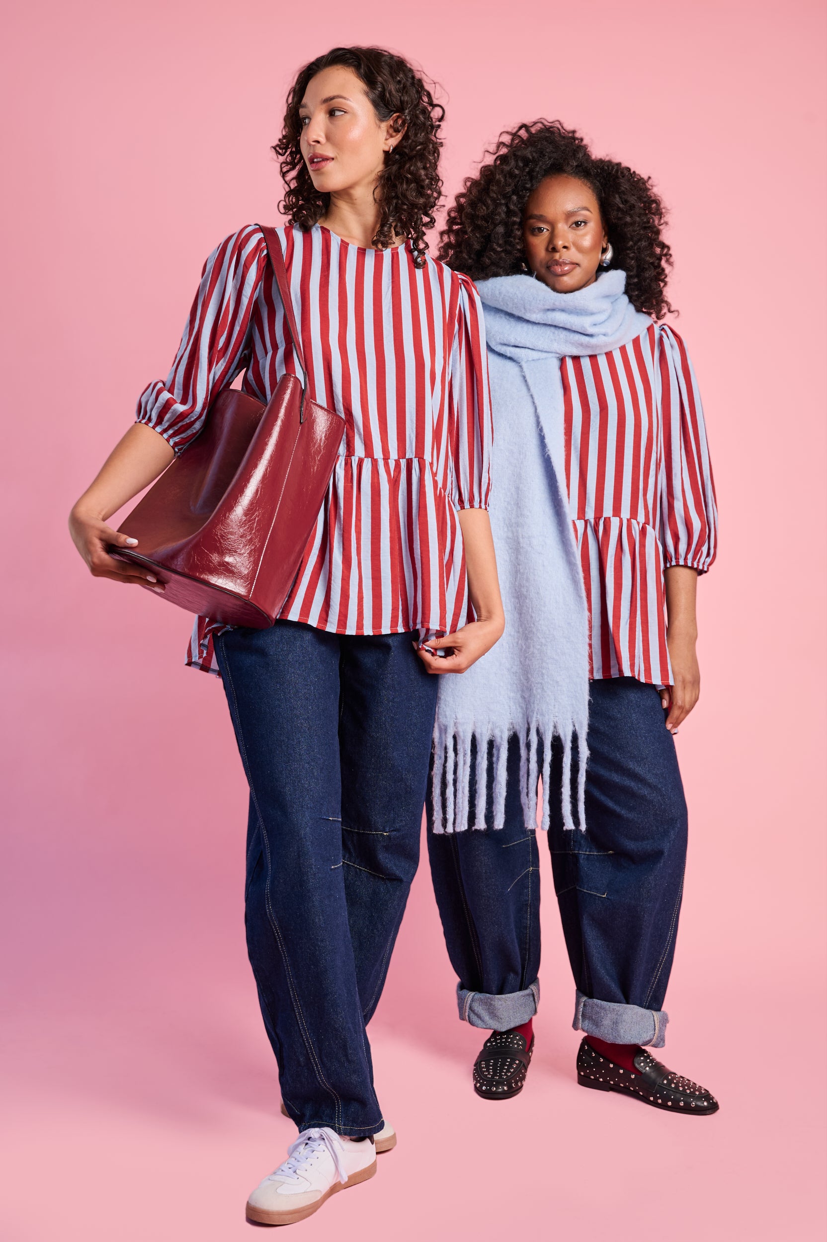 Oversized Peplum Blouse in Stripe