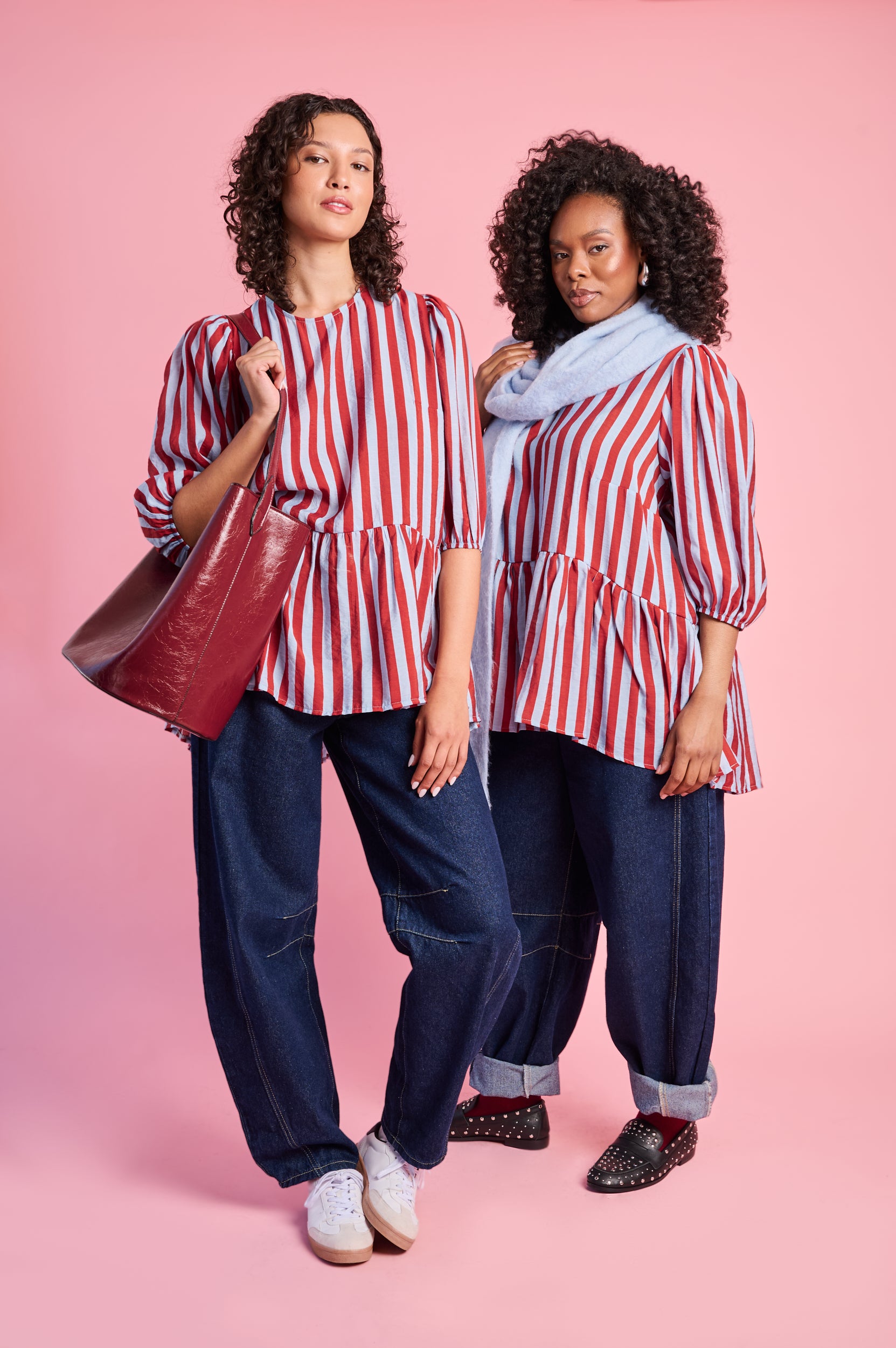 Oversized Peplum Blouse in Stripe