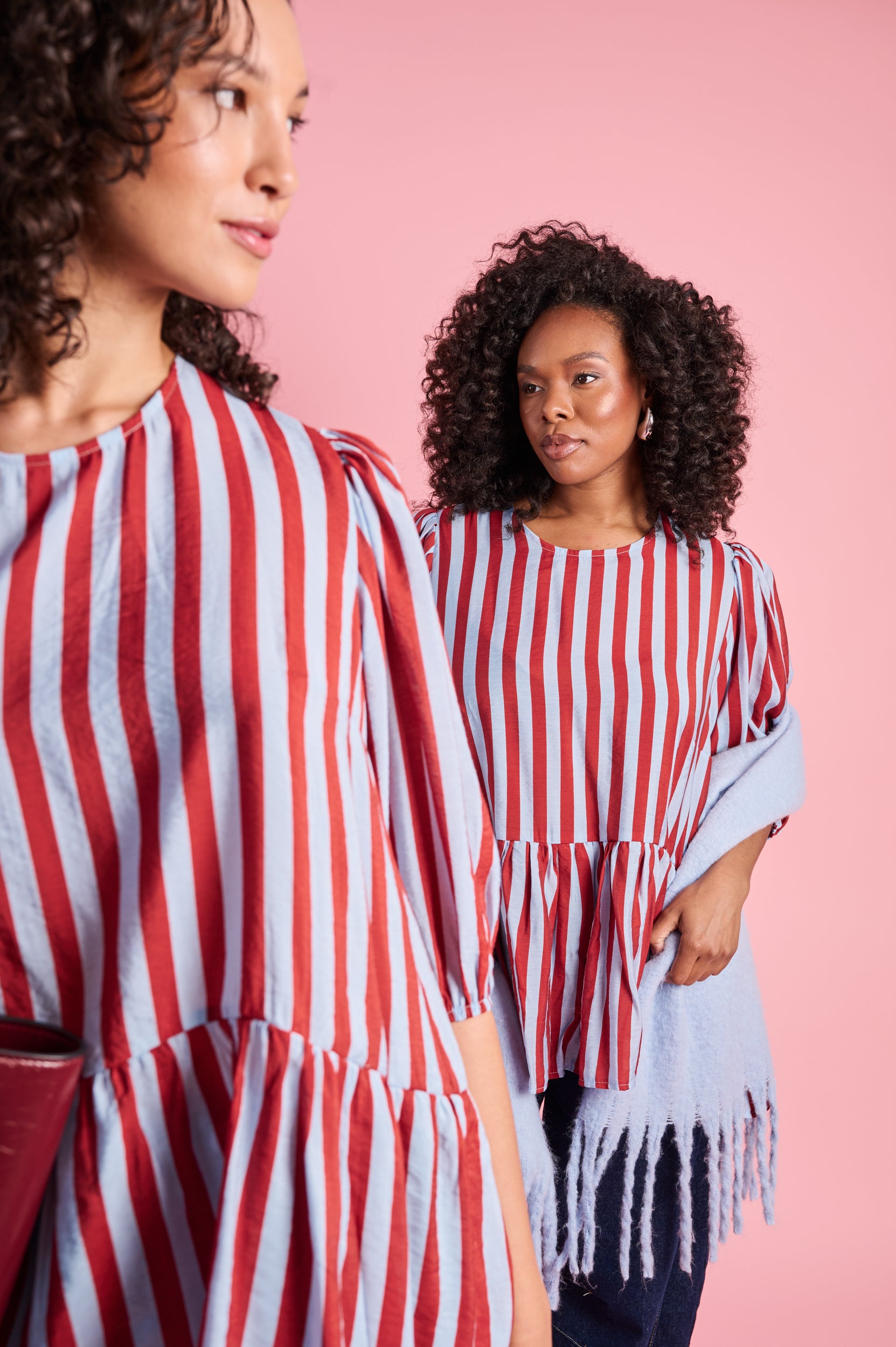Oversized Peplum Blouse in Stripe