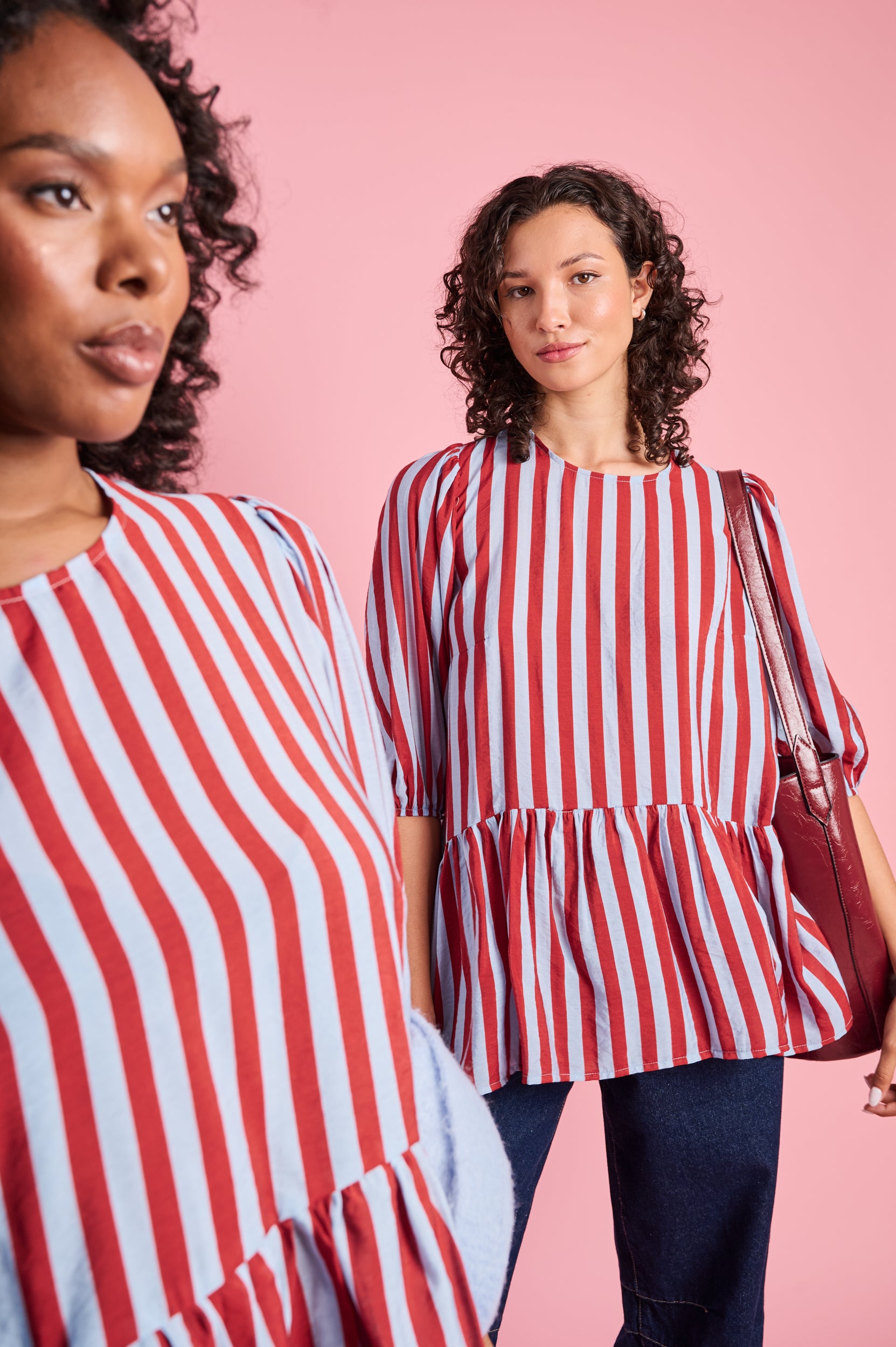 Oversized Peplum Blouse in Stripe