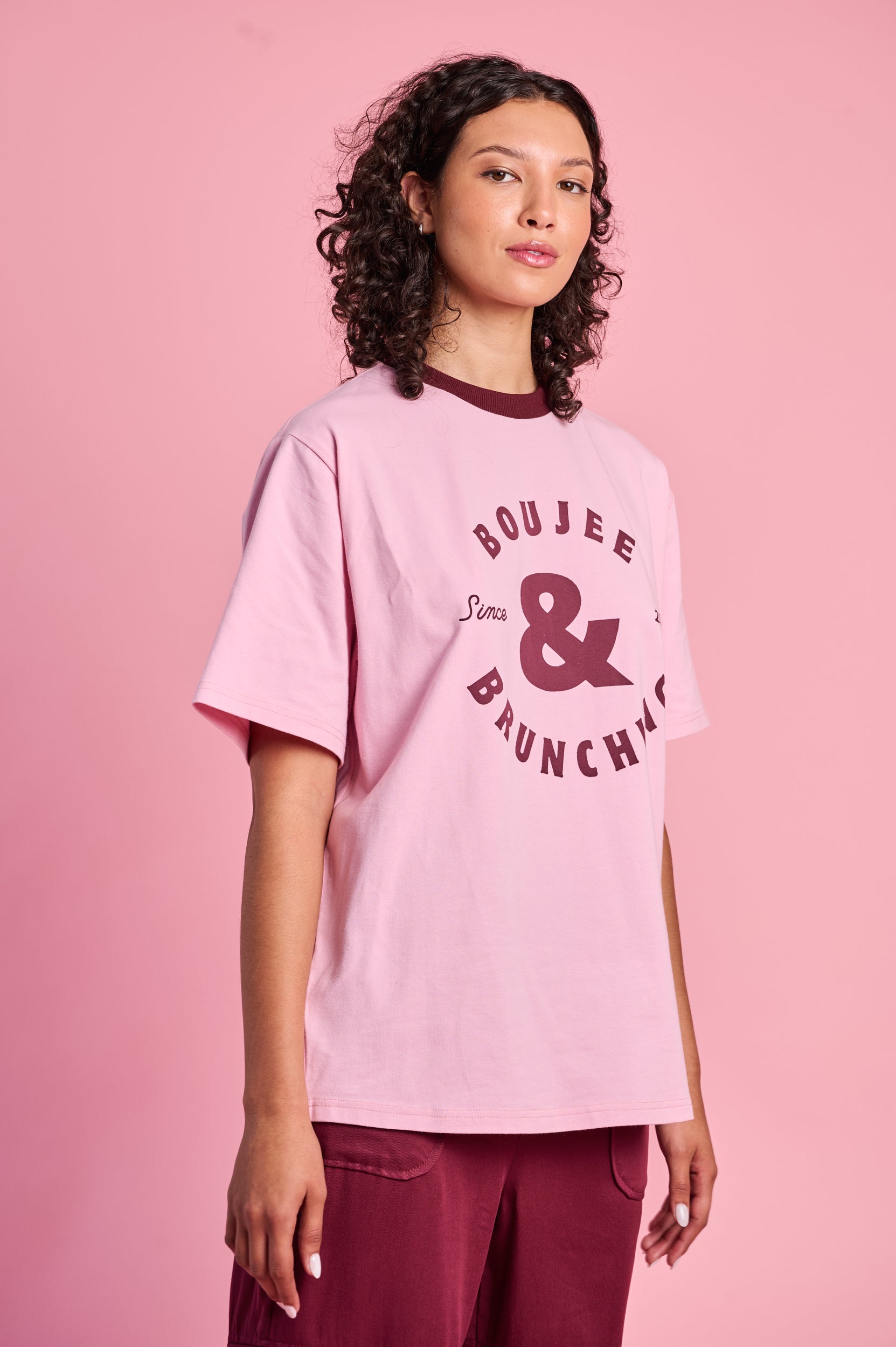 Oversized Printed Tee in Soft Pink
