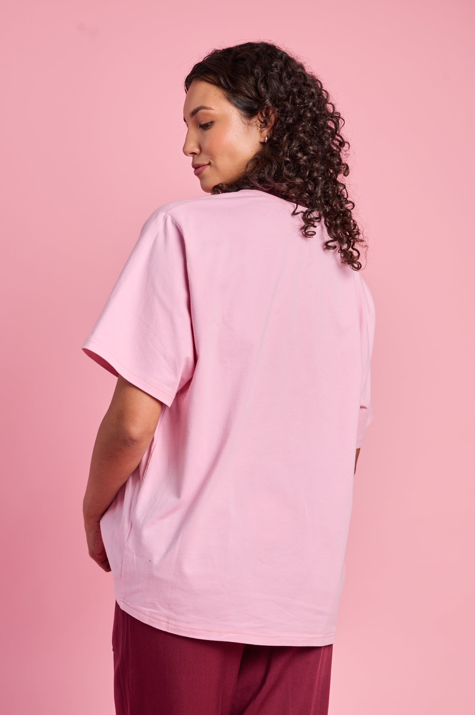 Oversized Printed Tee in Soft Pink