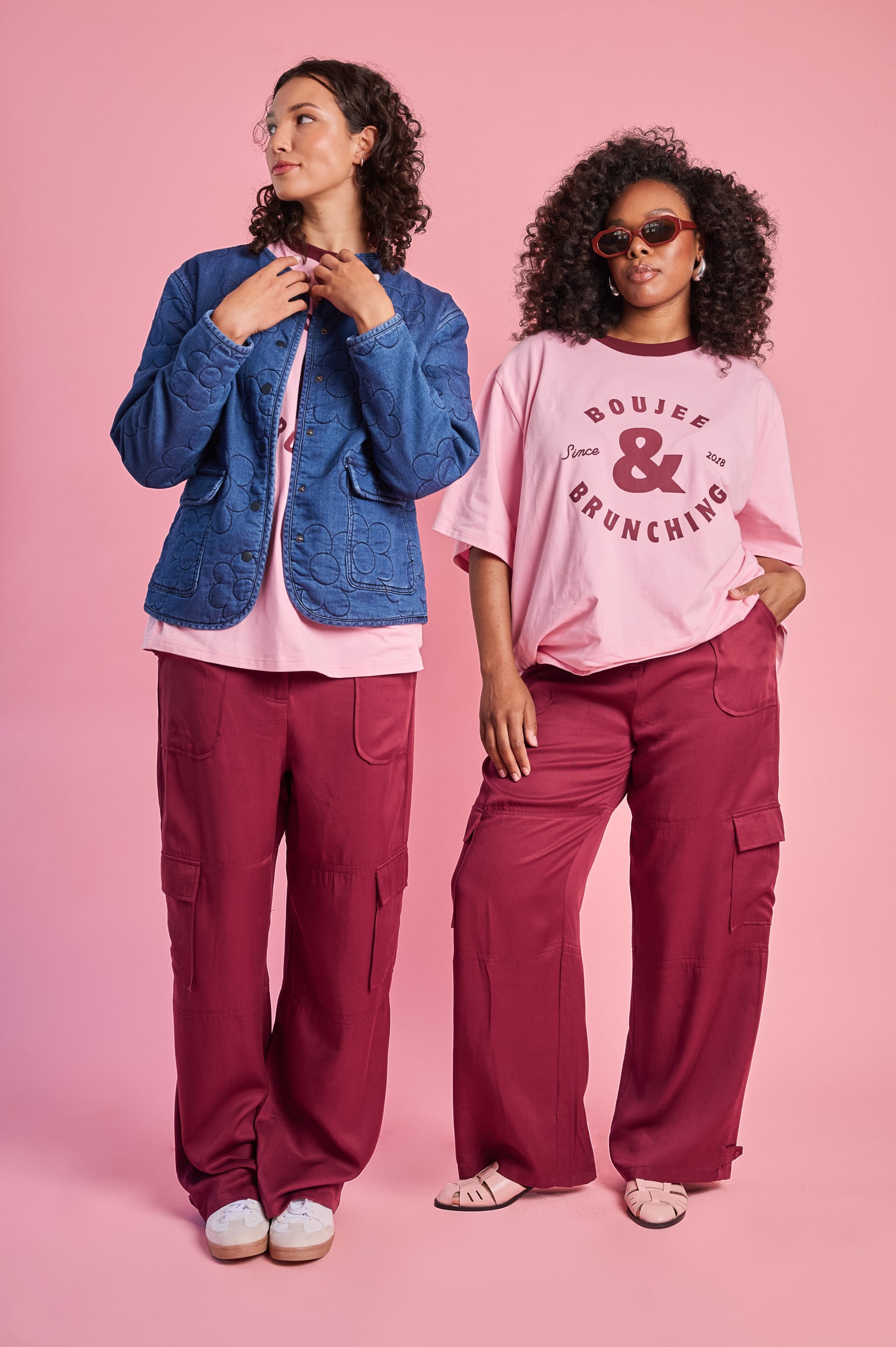 Oversized Printed Tee in Soft Pink