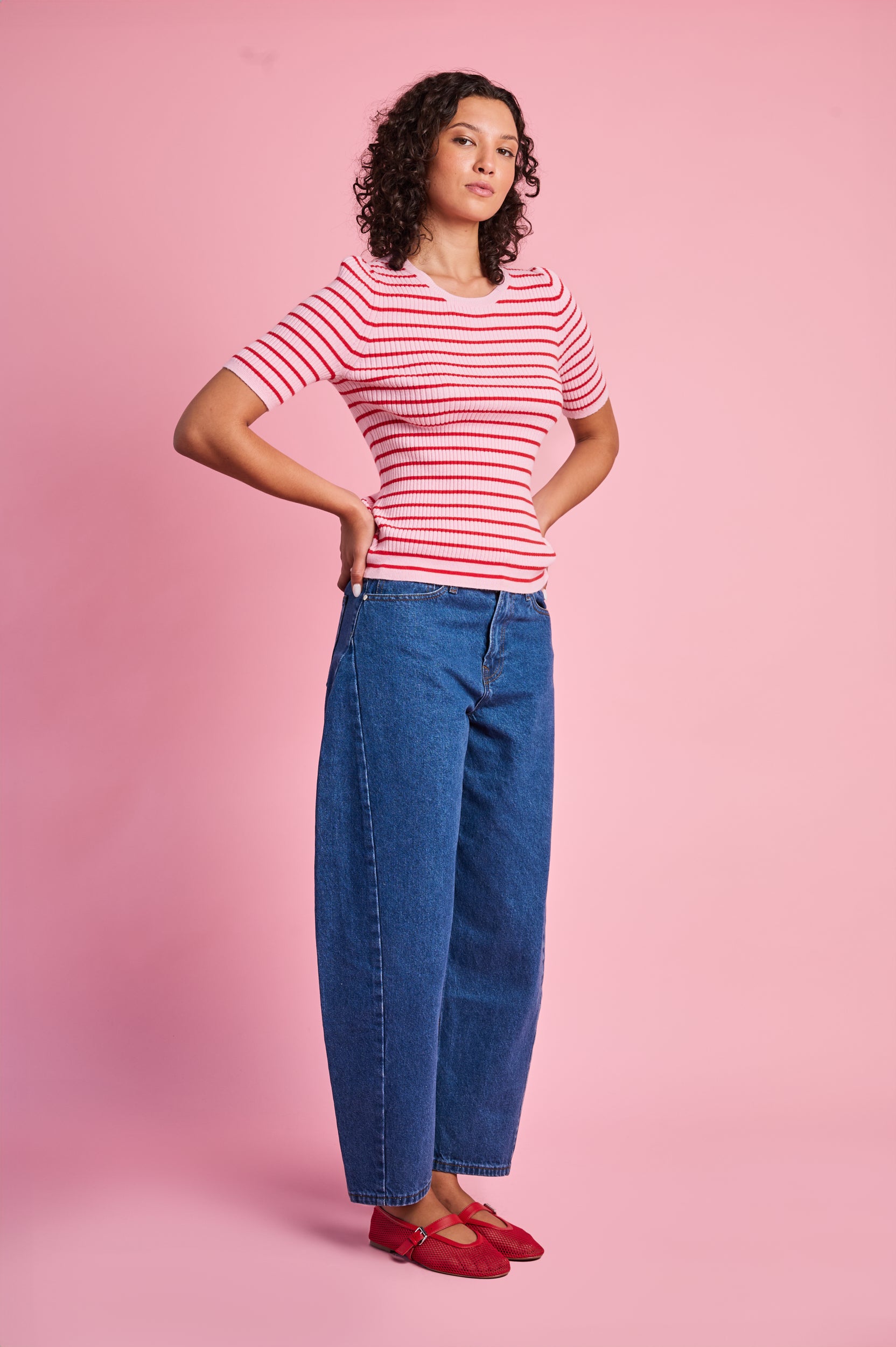 The Stripe Knitwear Basic in Red and Pink