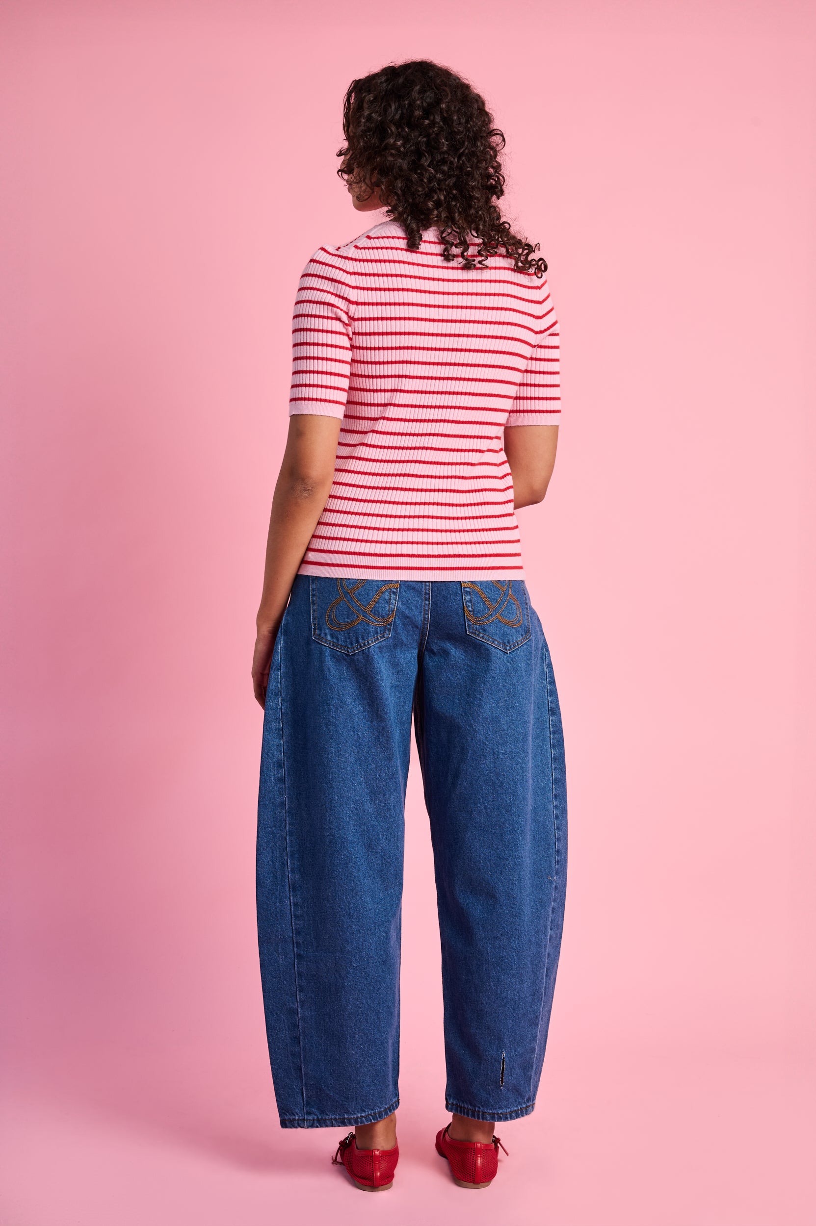 The Stripe Knitwear Basic in Red and Pink