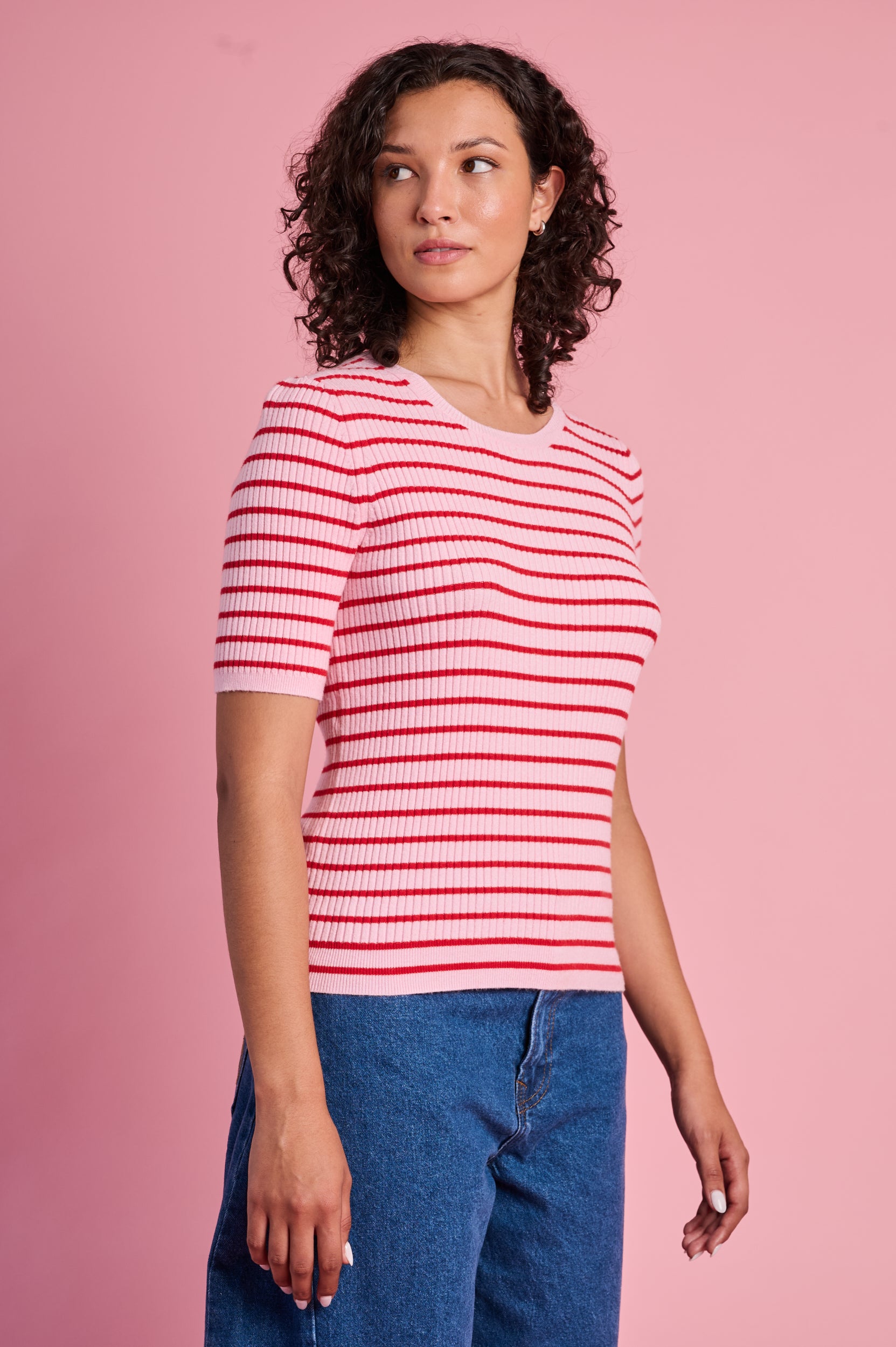 The Stripe Knitwear Basic in Red and Pink