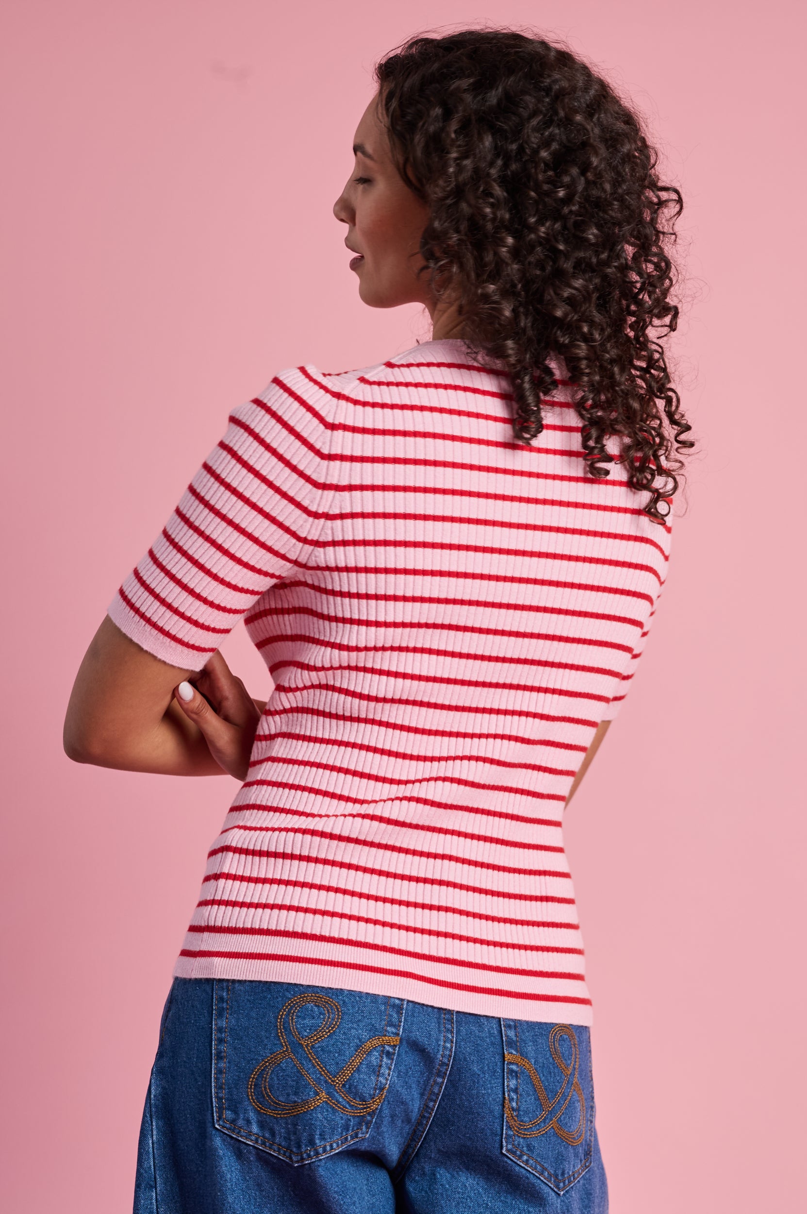 The Stripe Knitwear Basic in Red and Pink