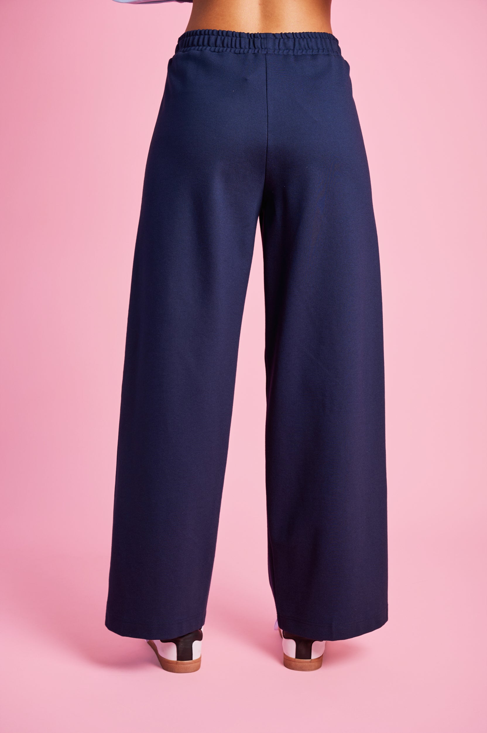 Ponti Pant with Contrast Rib in Ink/Milk