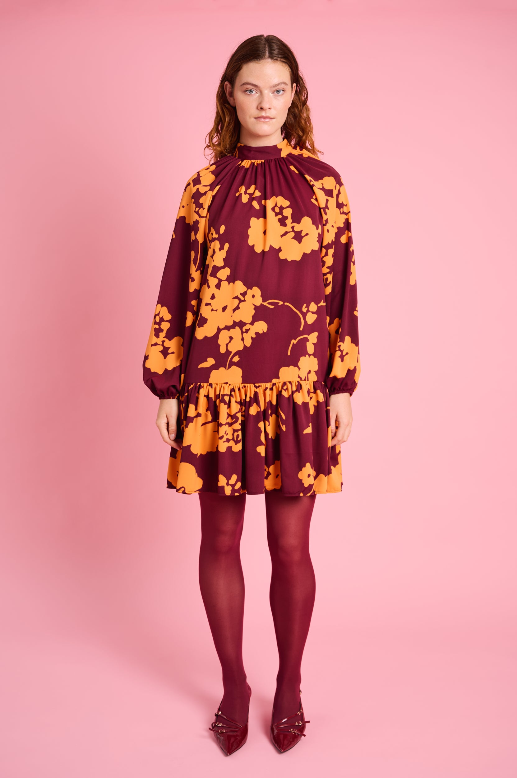 Swing Dress in Orange Flower