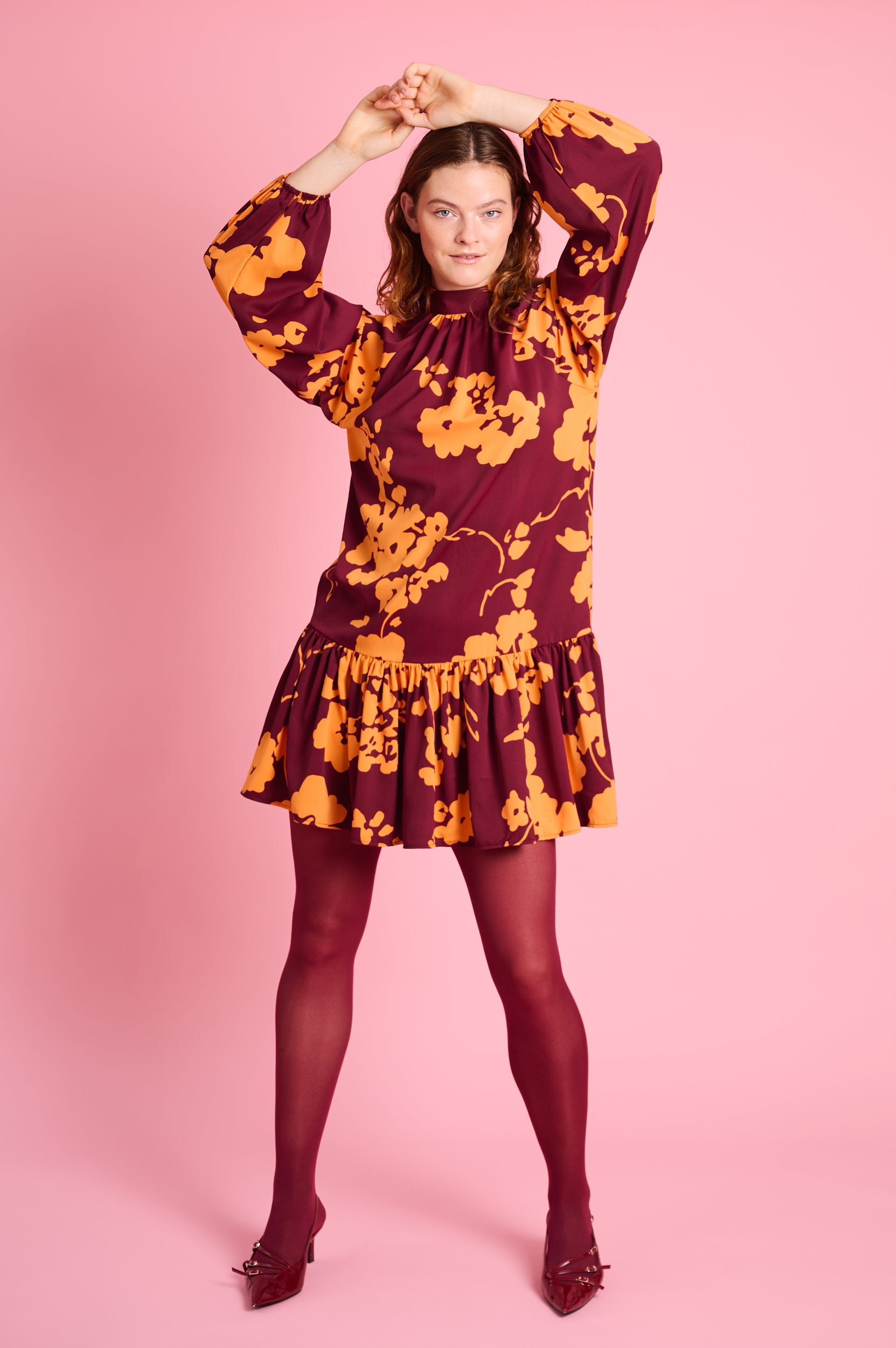 Swing Dress in Orange Flower