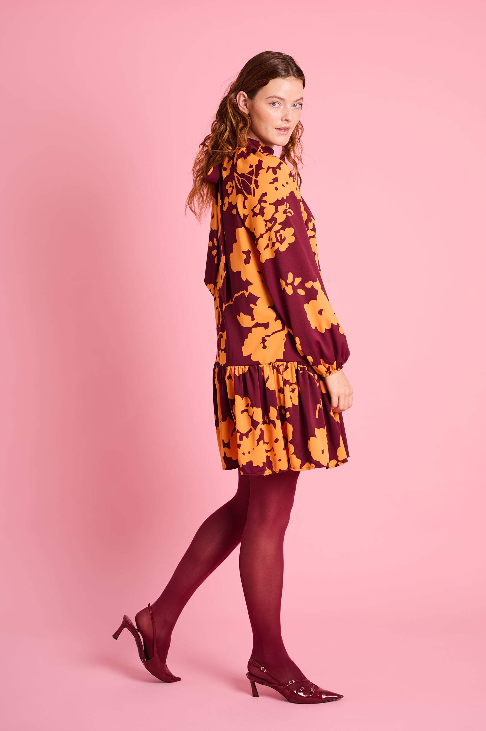 Swing Dress in Orange Flower