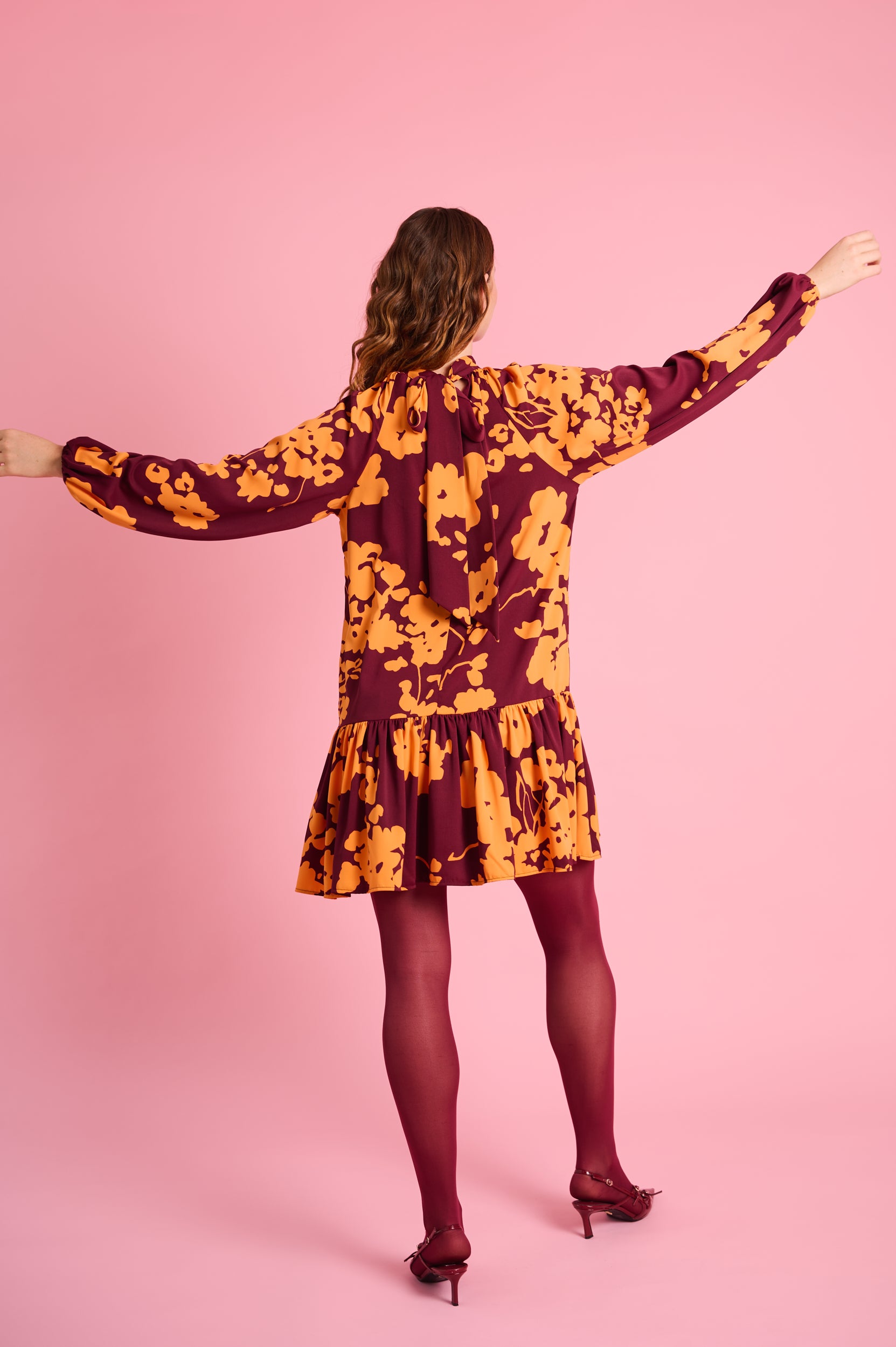 Swing Dress in Orange Flower