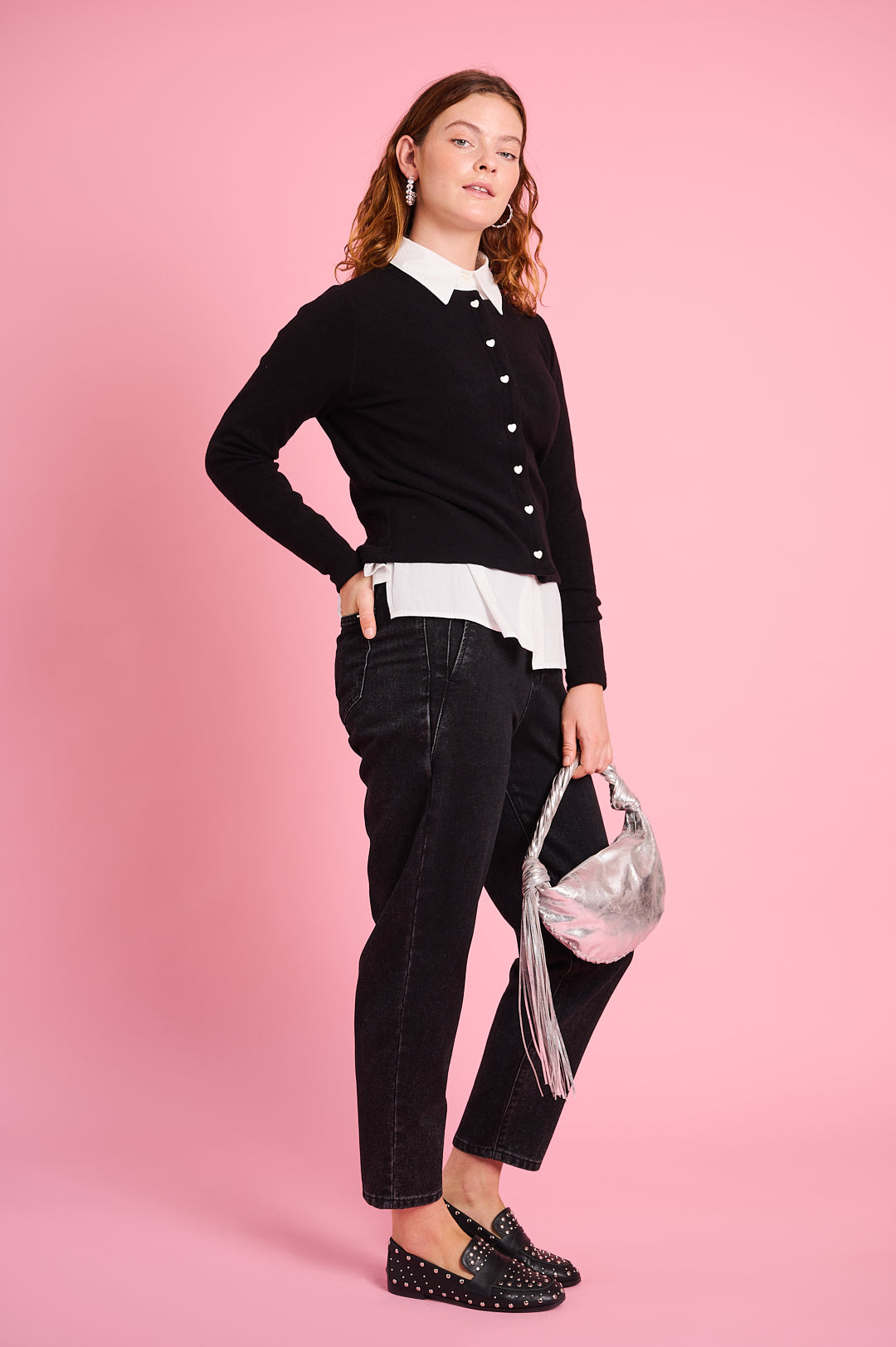 The Cut and Sew Cardigan in Black