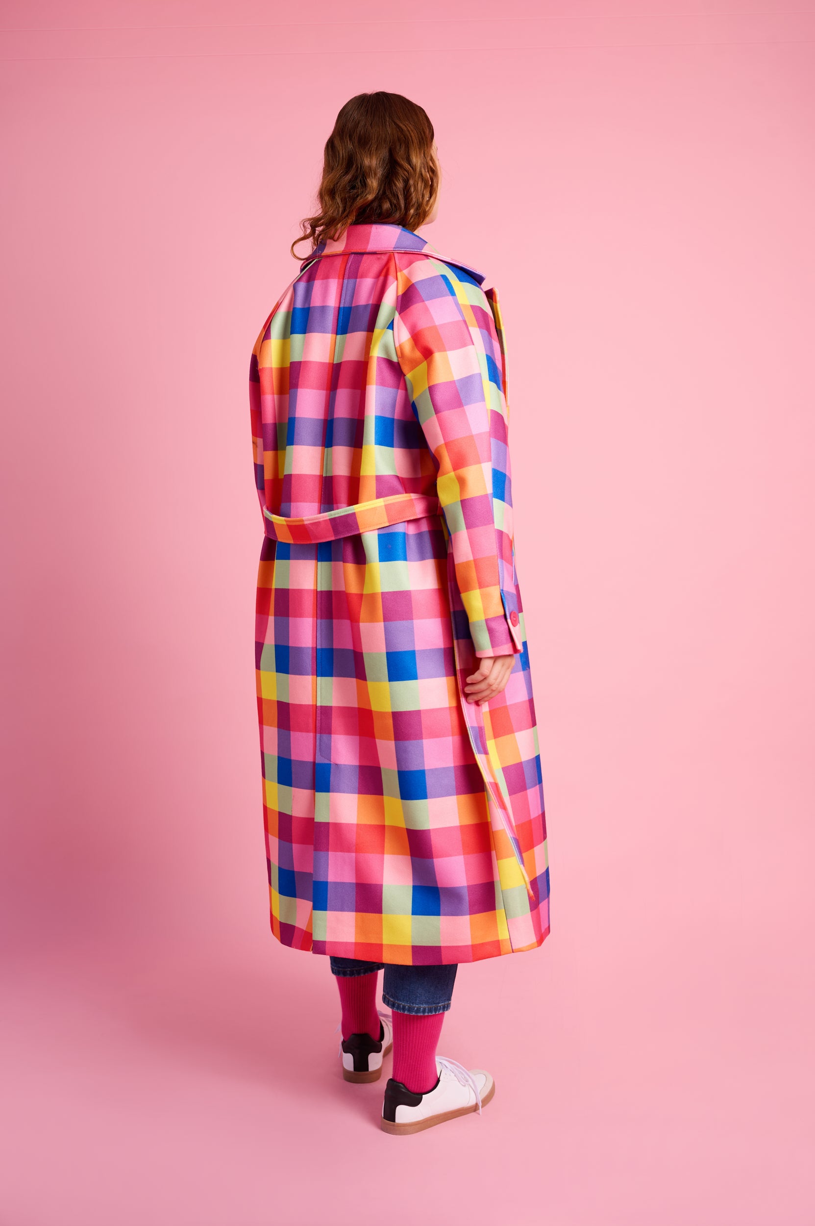 Melton Coat in Bright Check
