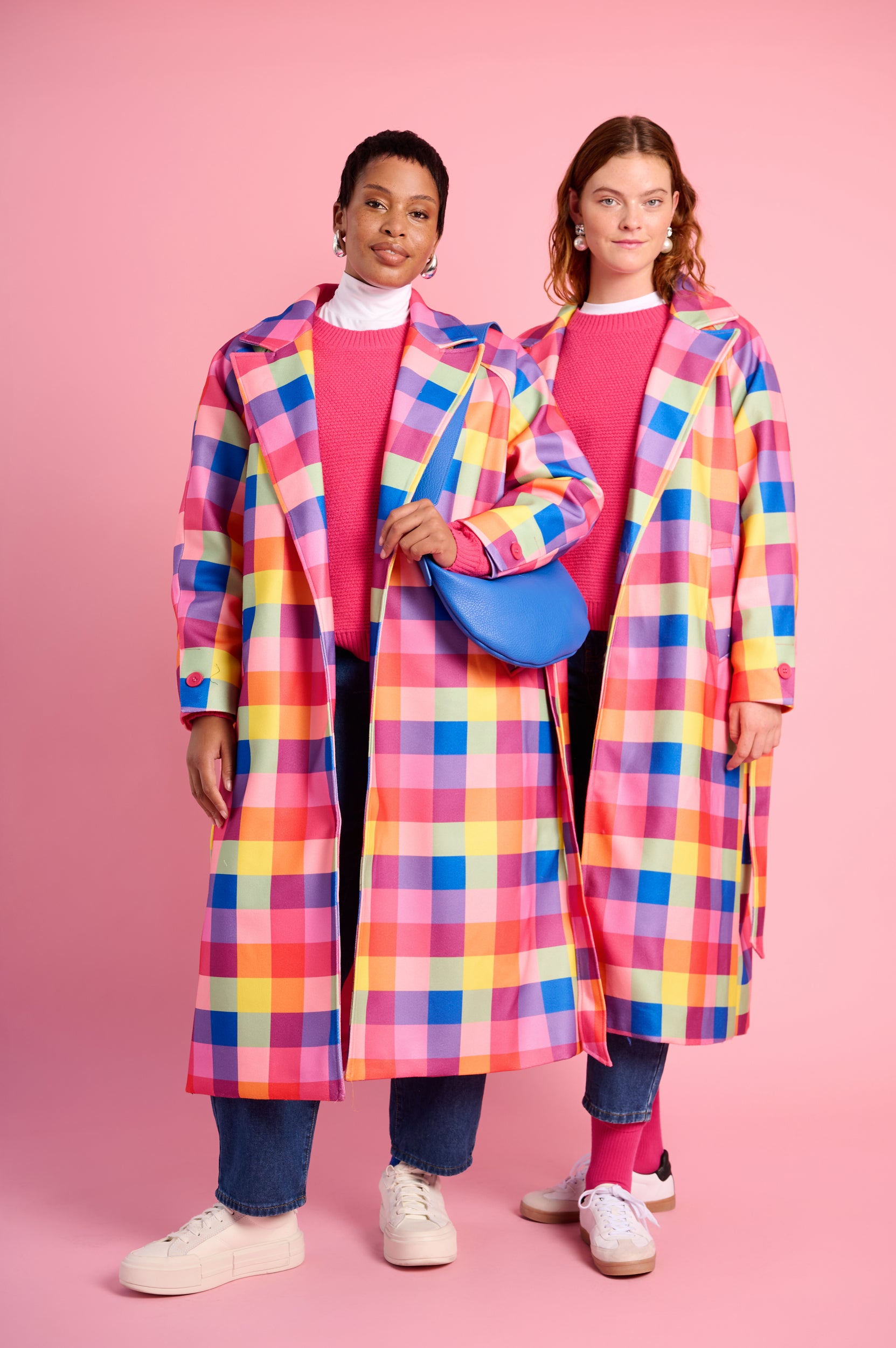 Melton Coat in Bright Check
