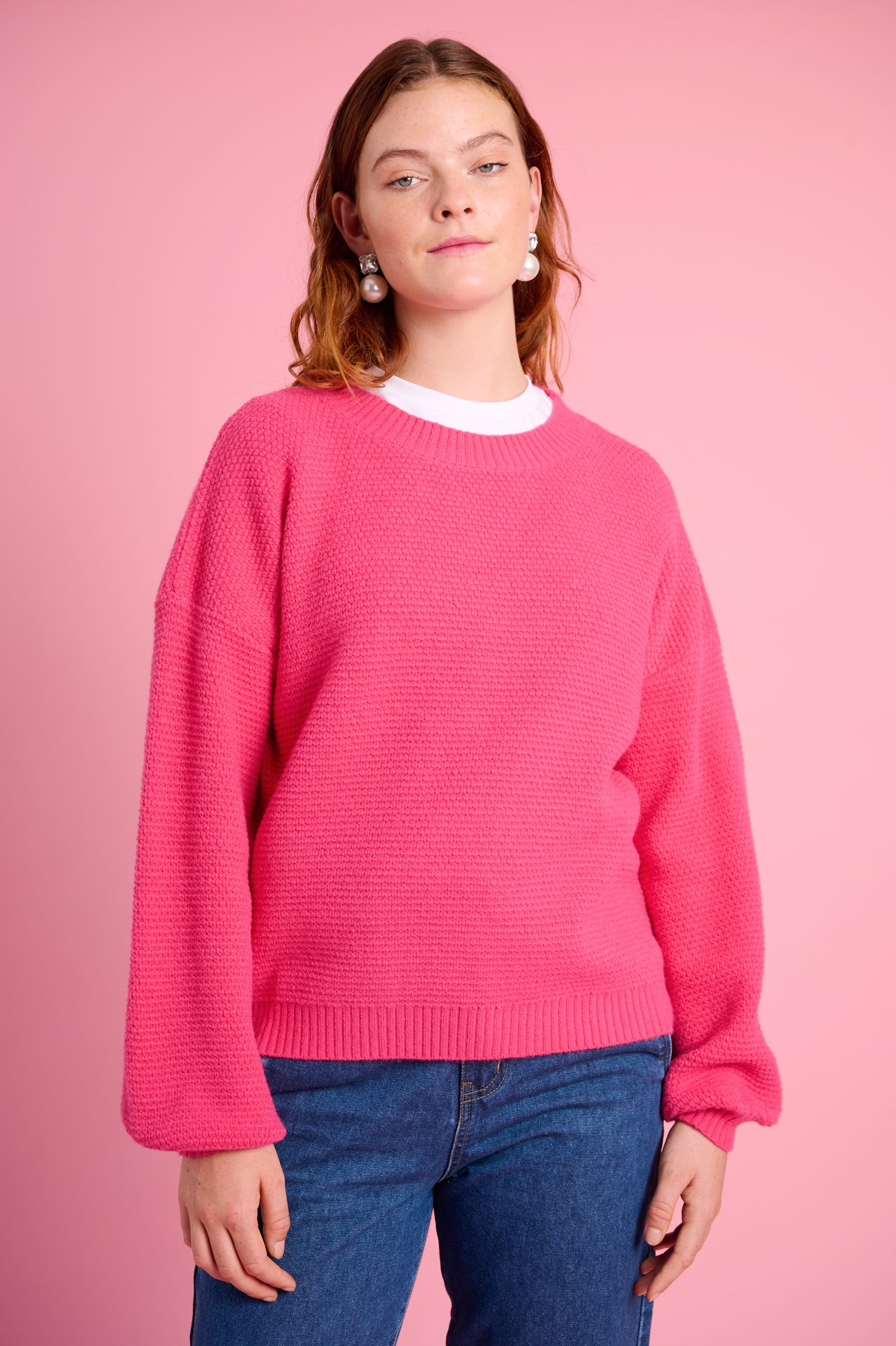 Crew Neck Jumper in Pink