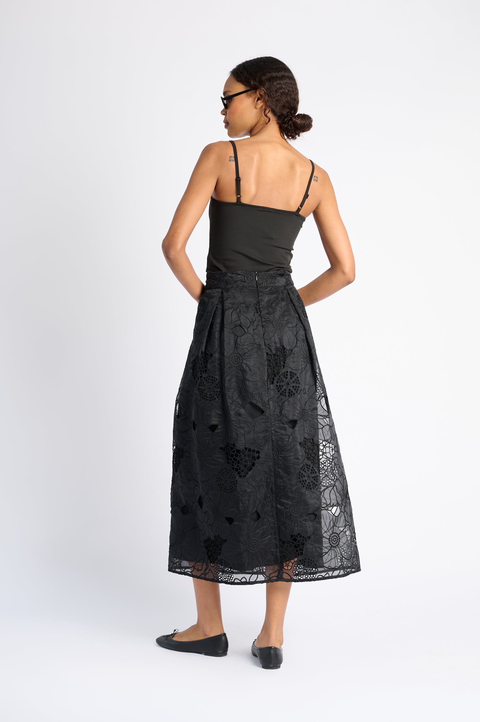 A Line Skirt in Embroidered Organza