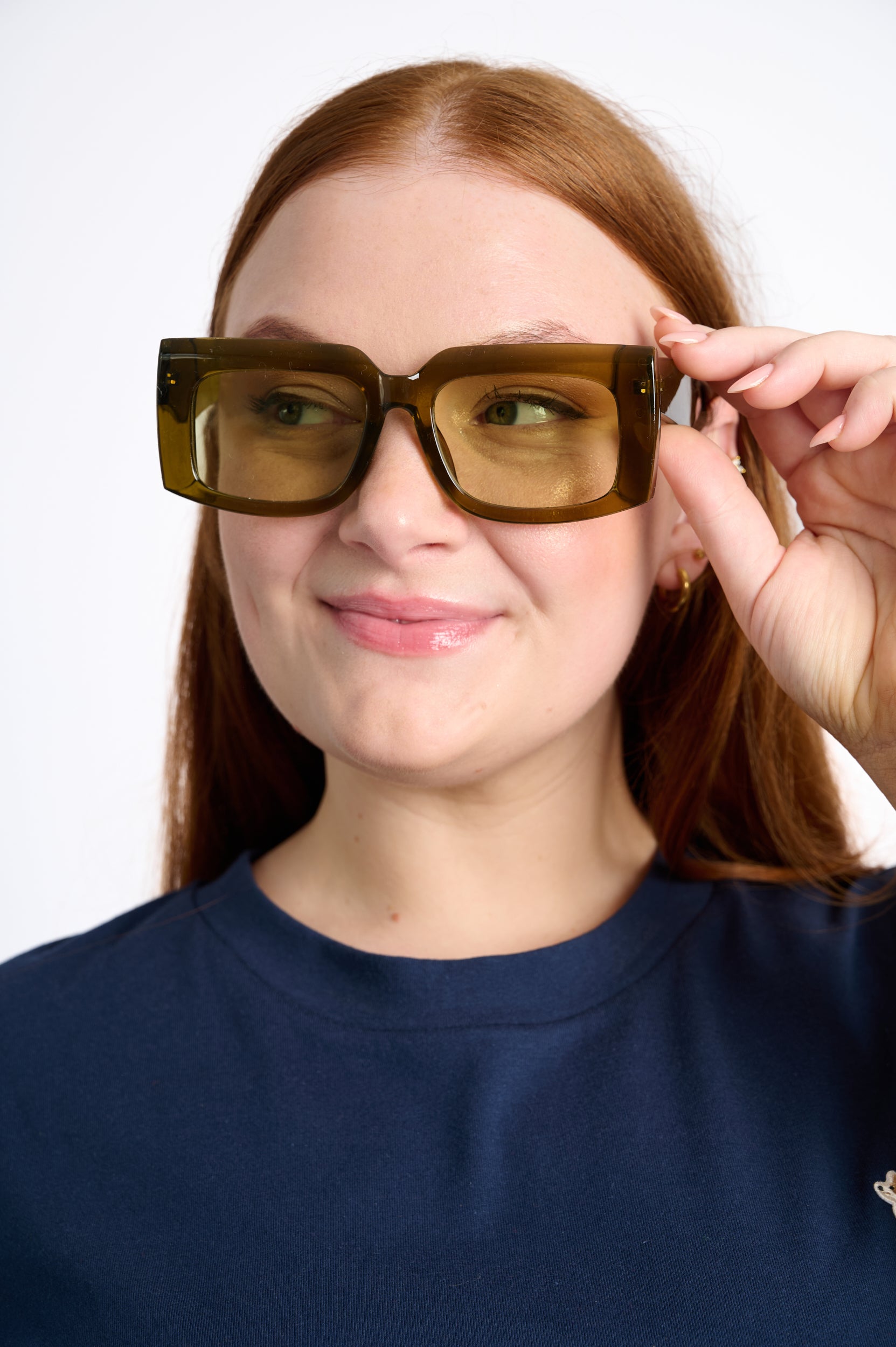 Olive Rectangle Frame Sunglasses