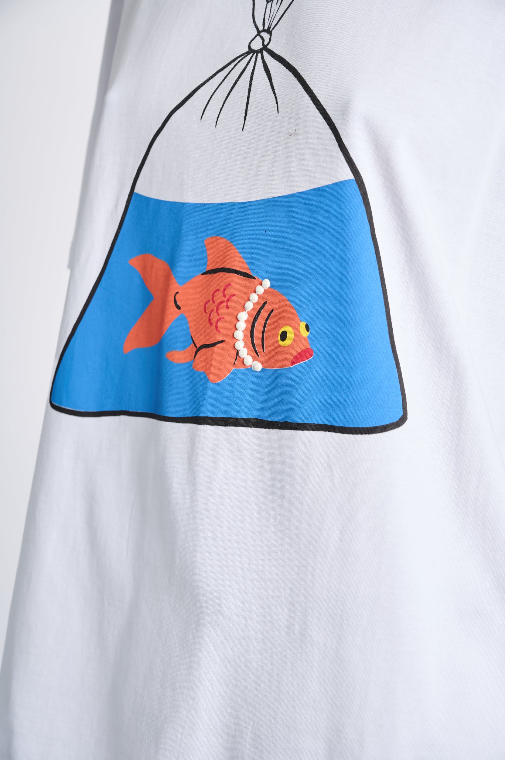 Oversized Printed Tee with Goldfish