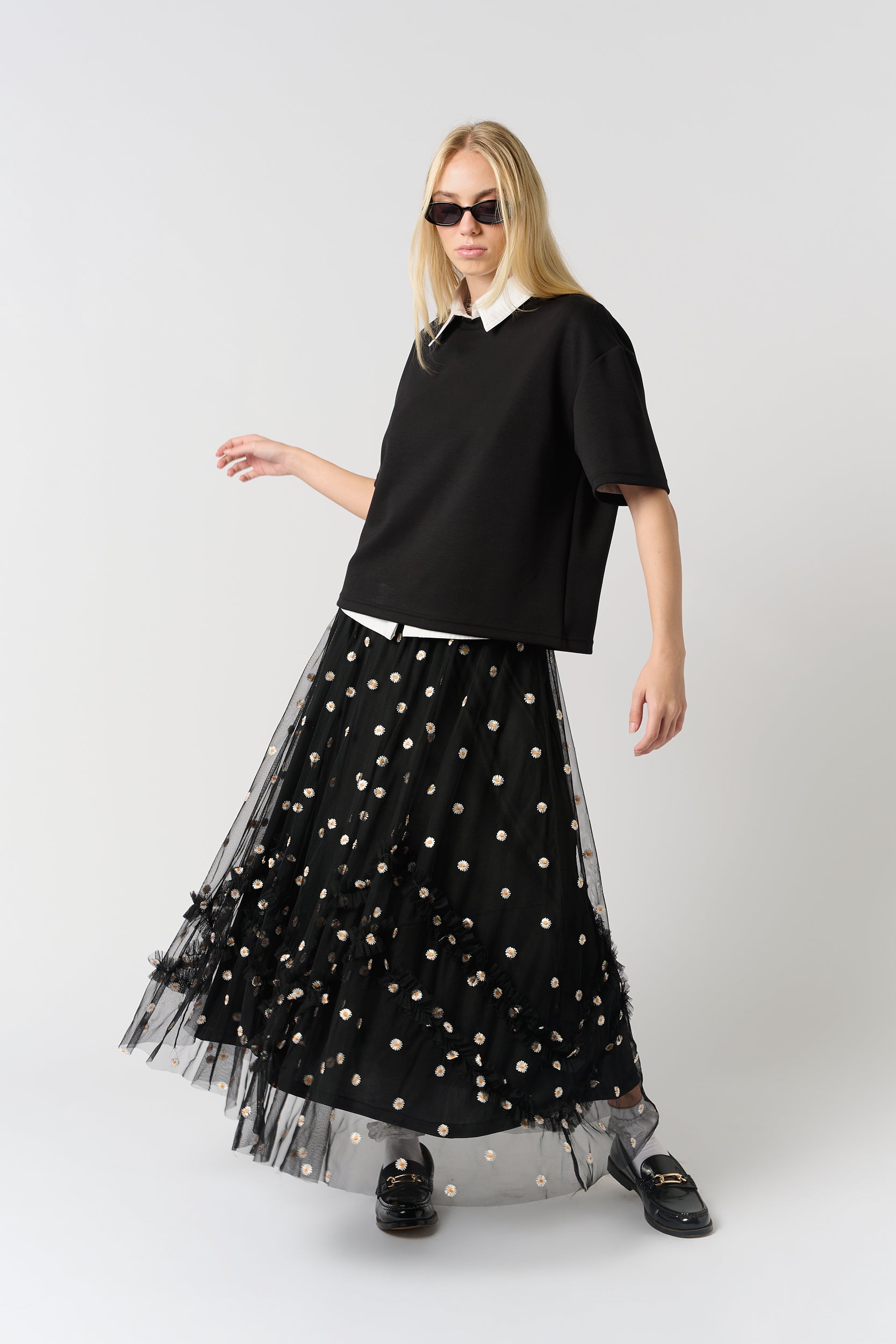Daisy Print Tulle Maxi Skirt – Me&B