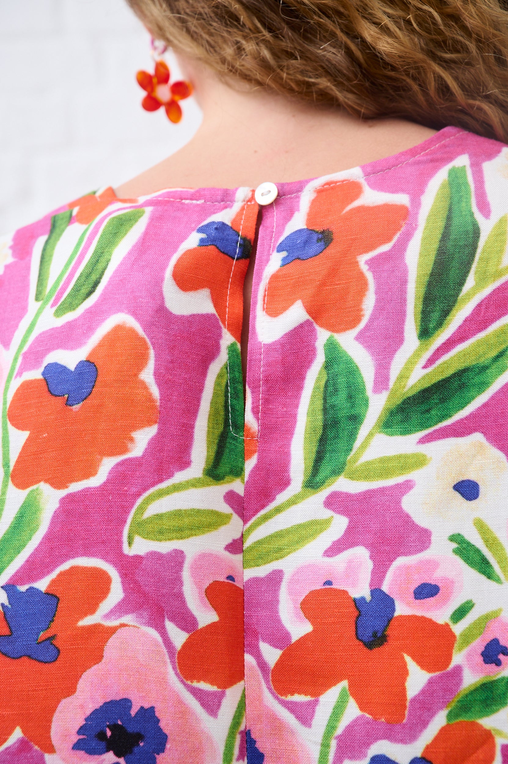 Linen T-Shirt in Watercolour Floral