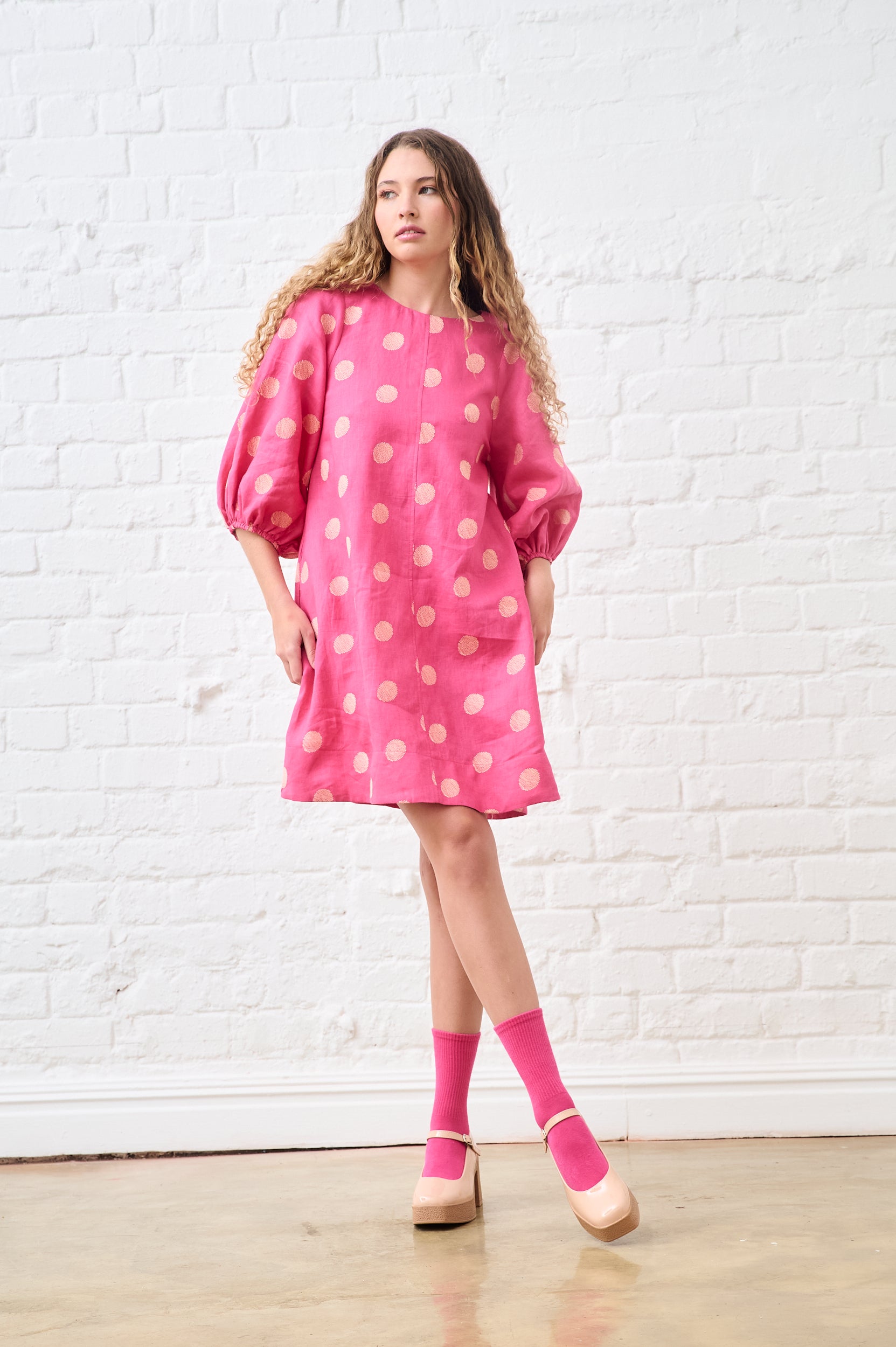 The XO dress in Spot linen