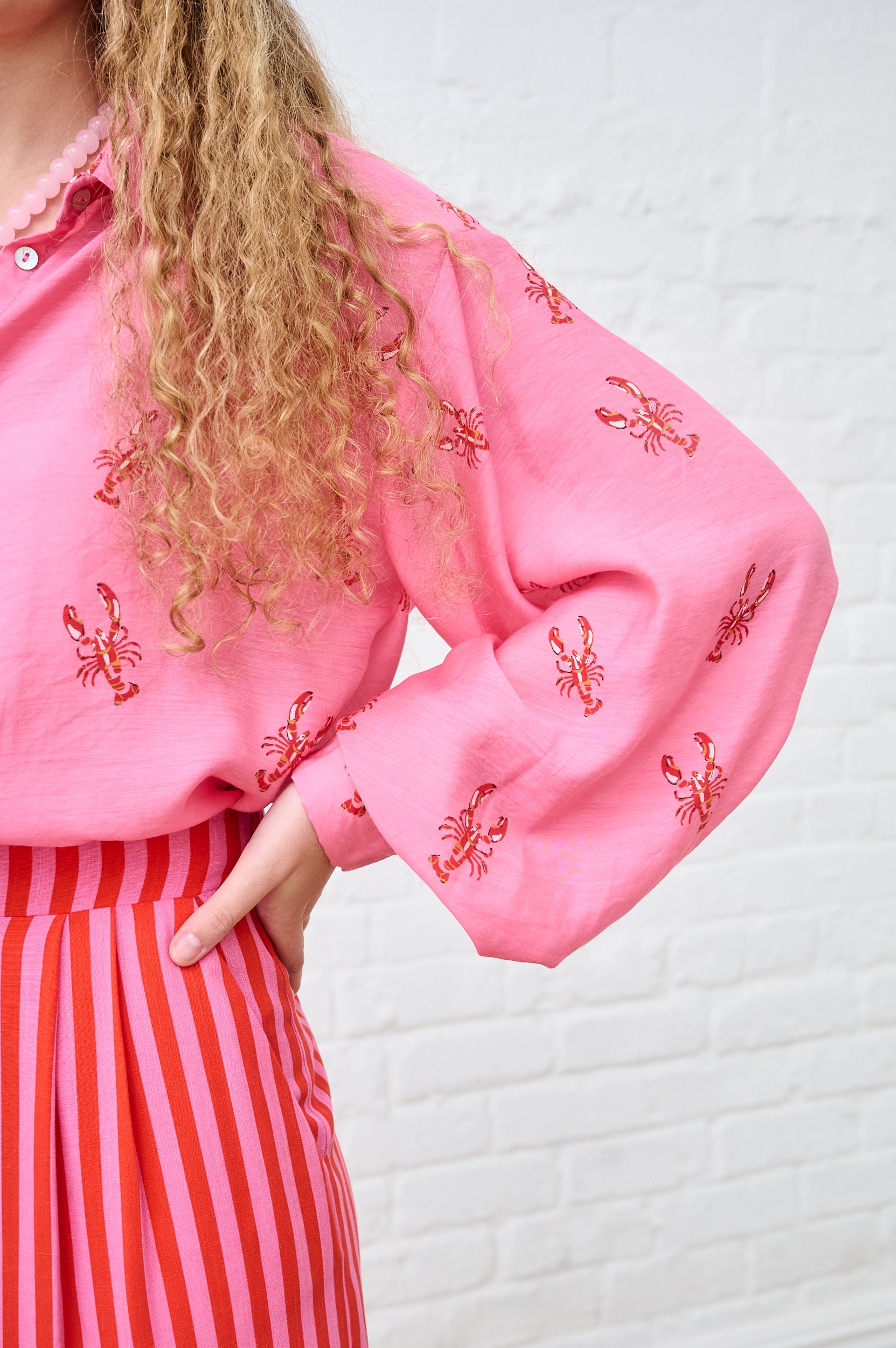 Bellow Sleeve Shirt in Lobster Print