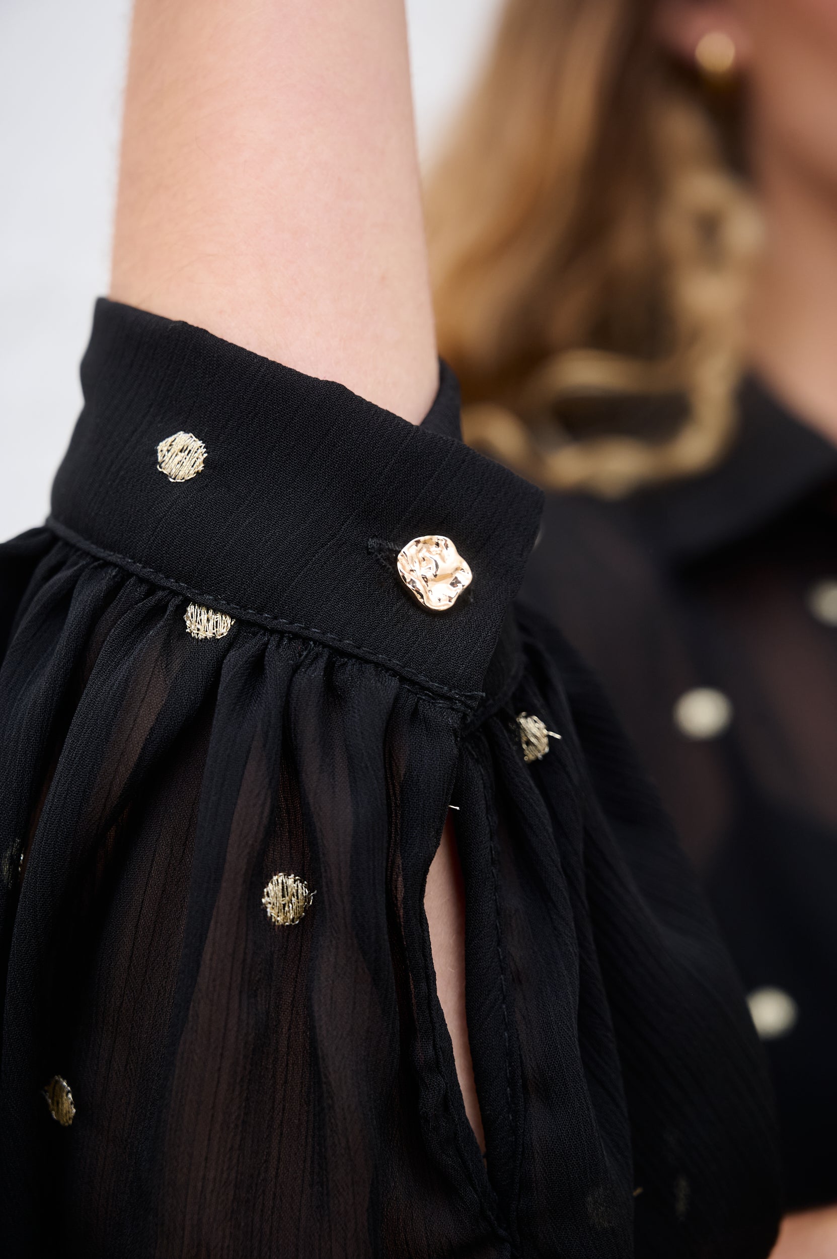 Bellow Sleeve Shirt in Gold Foil