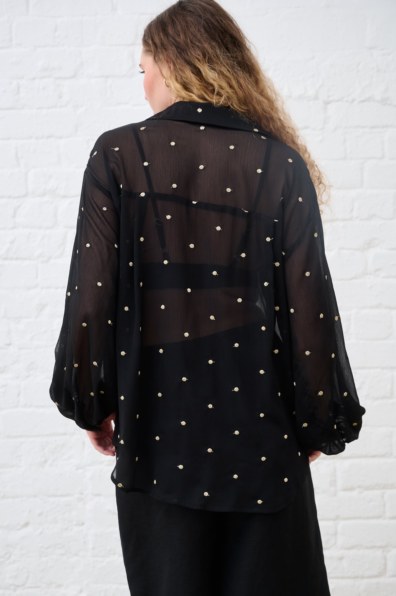 Bellow Sleeve Shirt in Gold Foil