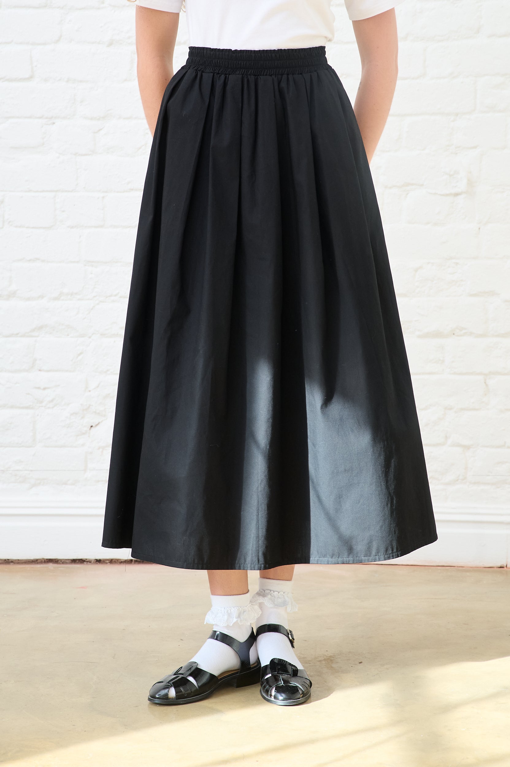 Cotton Maxi Skirt in Black